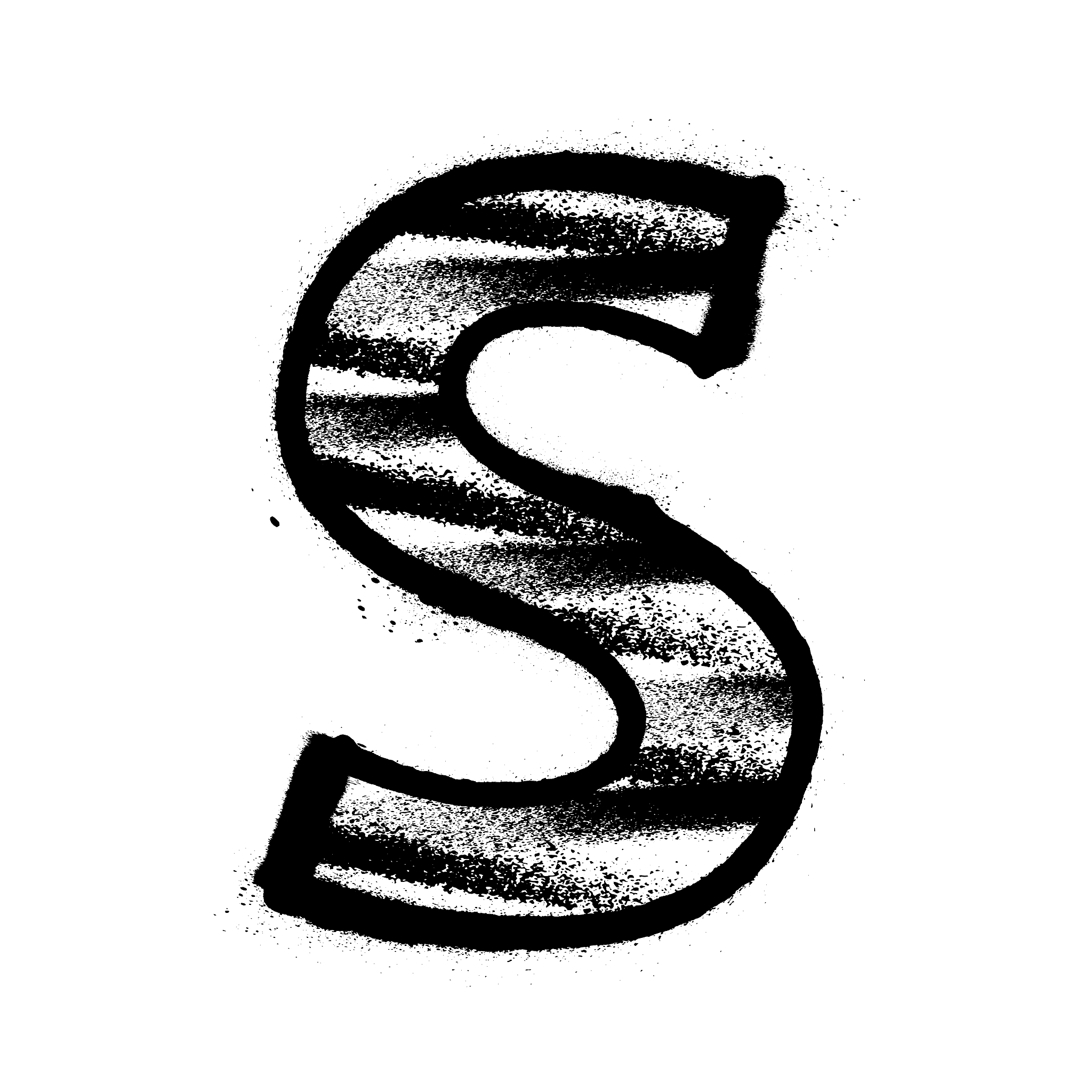 letter s. graffiti alphabet with spray lines and overspray. vect