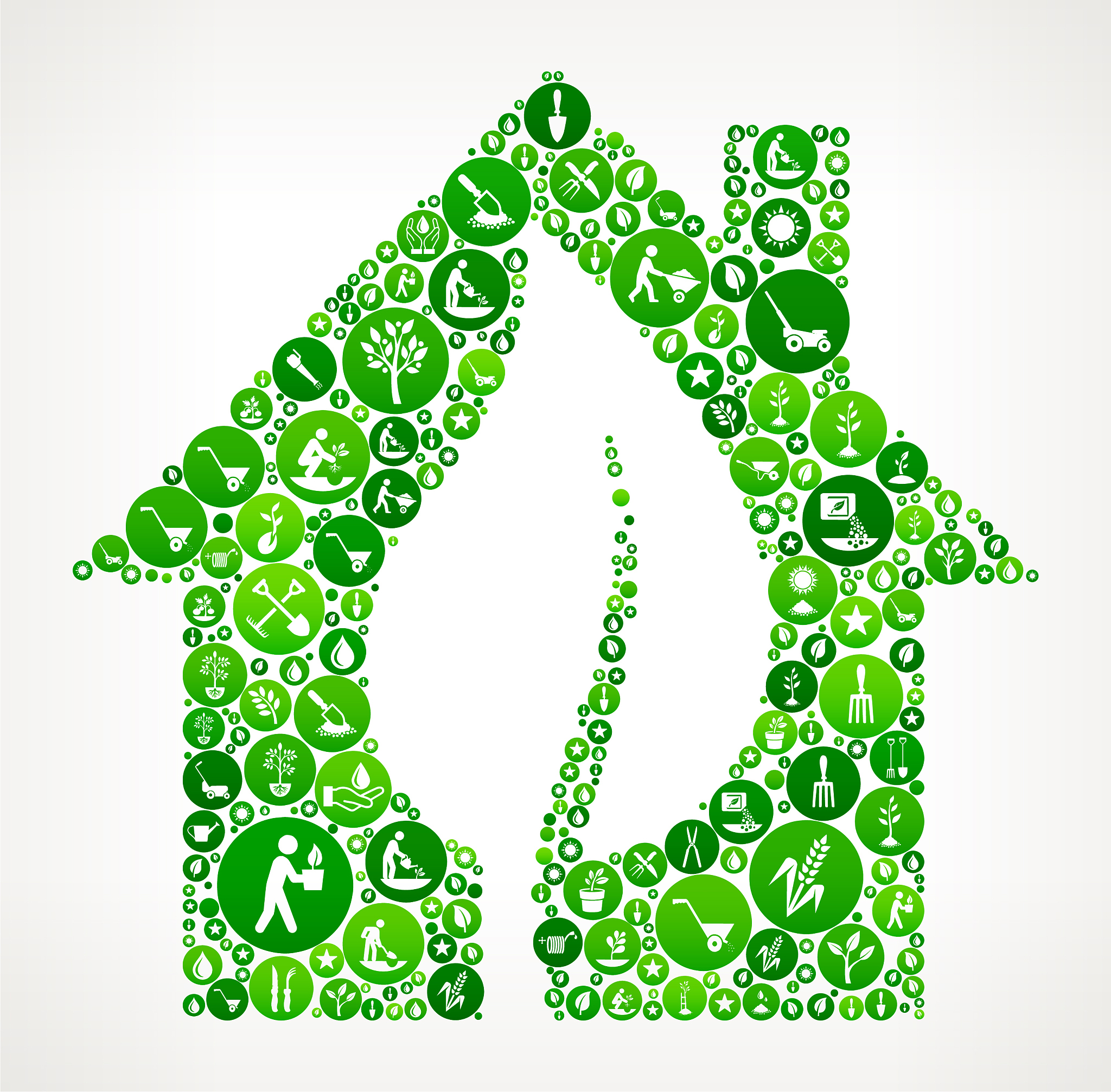 home and leaf  garden and gardening icons button pattern