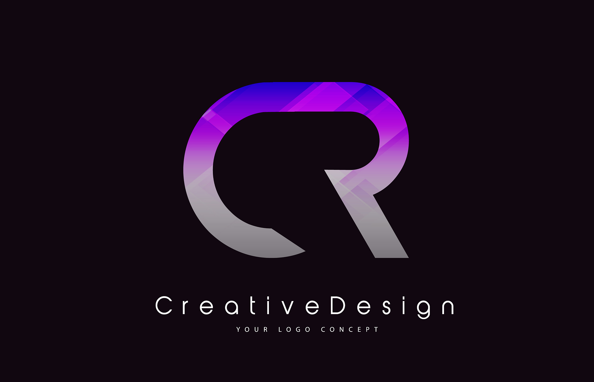 cr letter logo design purple texture creative