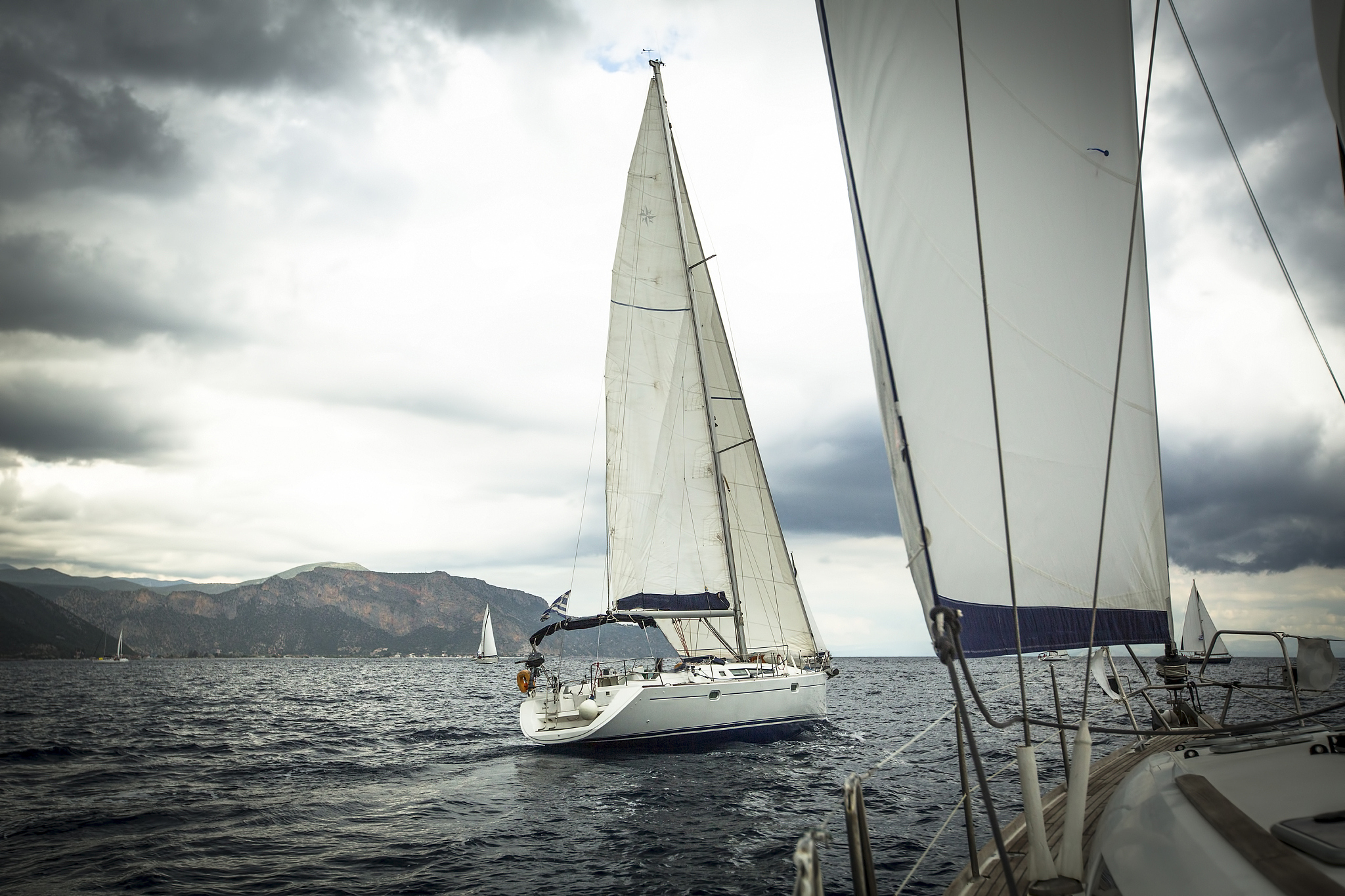 sailing ship yachts during regatta.