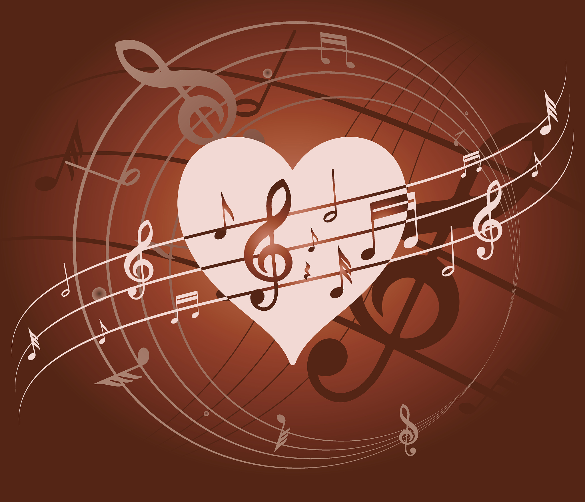 background with heart and music