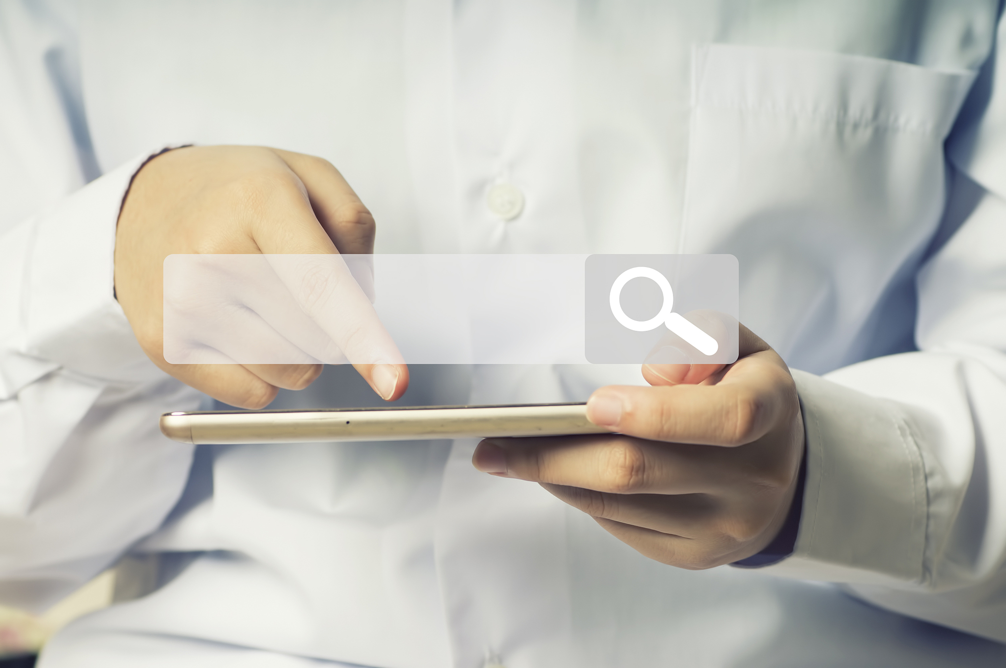 midsection of man using digital tablet below icon