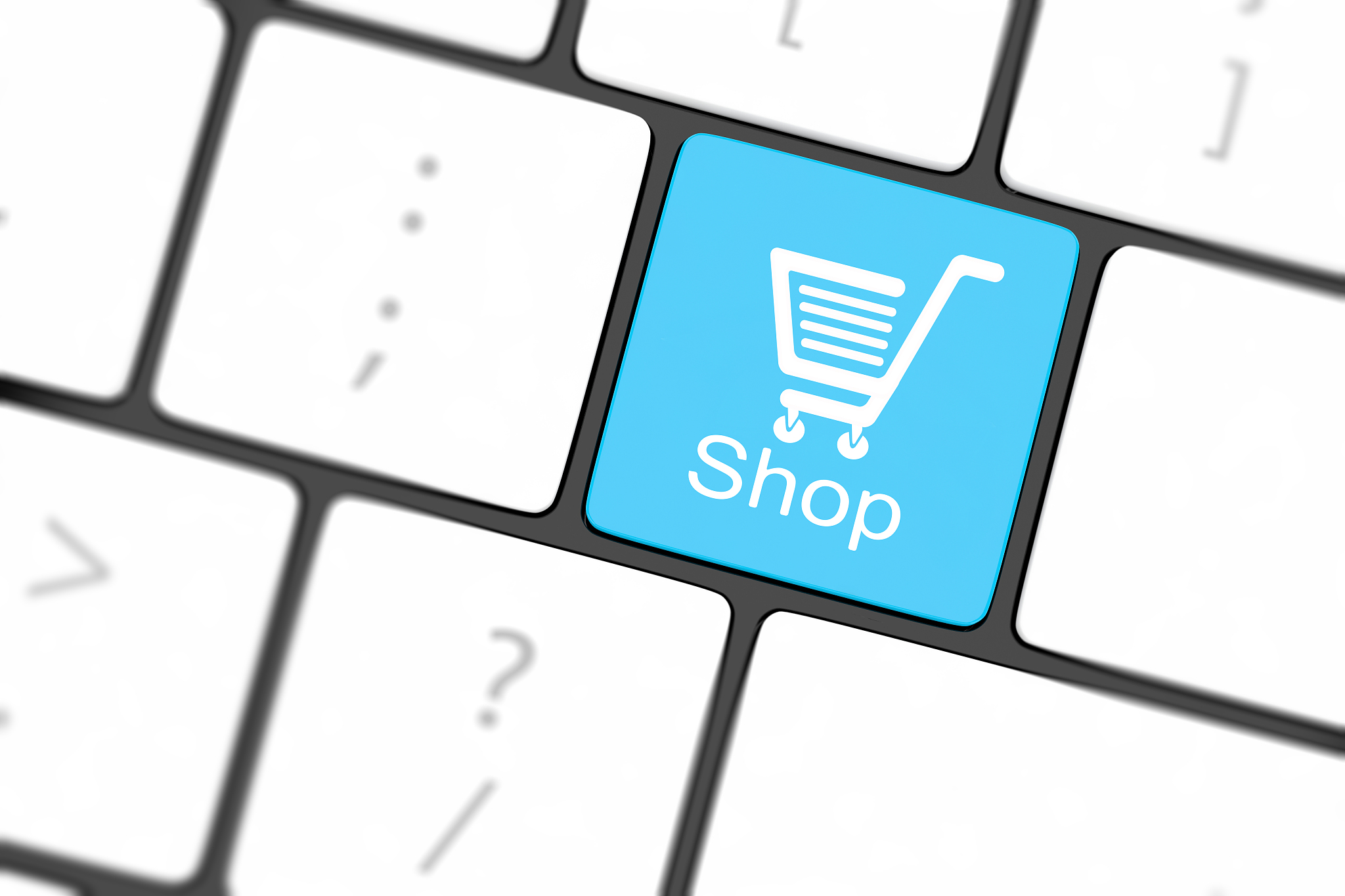 shopping enter button key on white keyboard