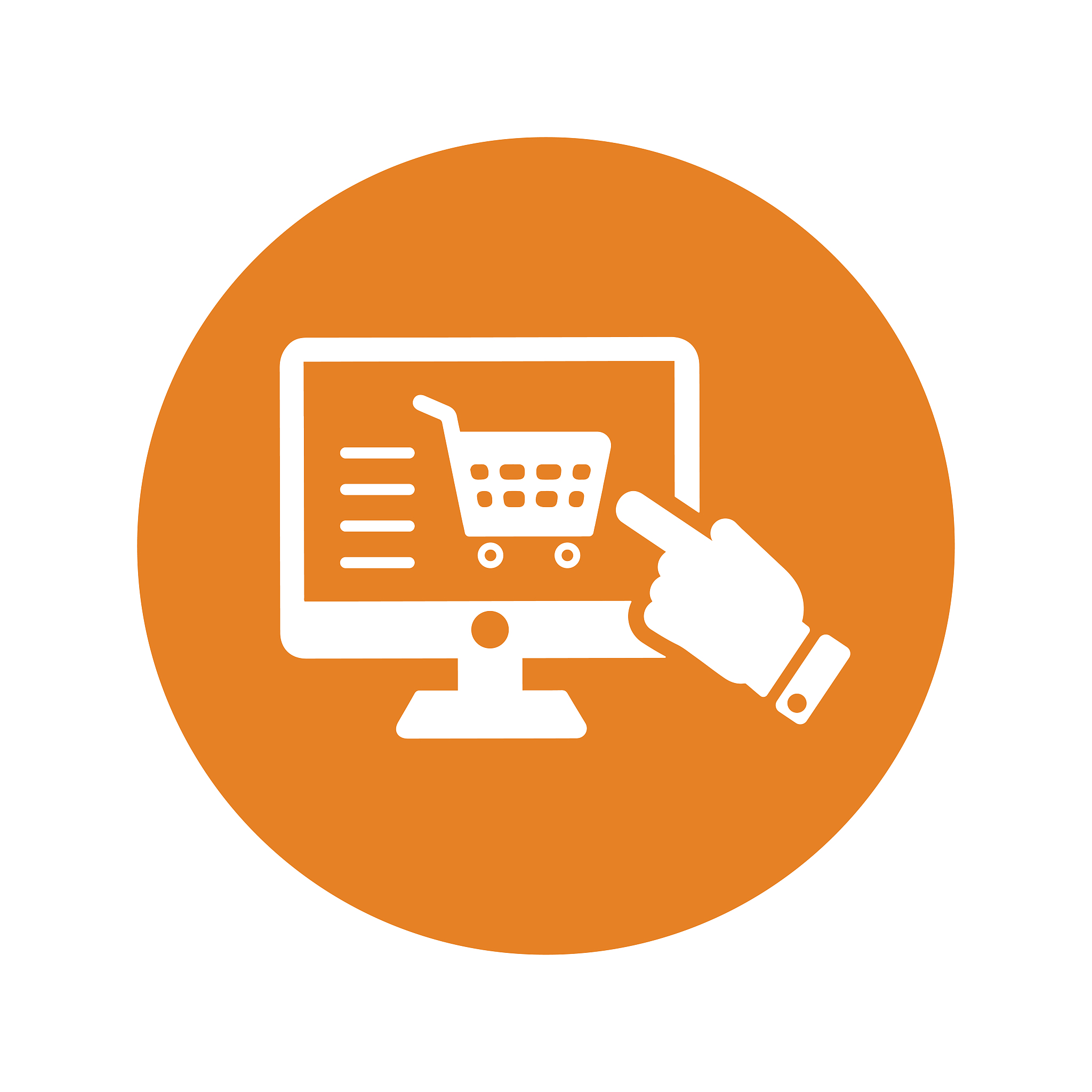 online shopping icon, orange vector graphics