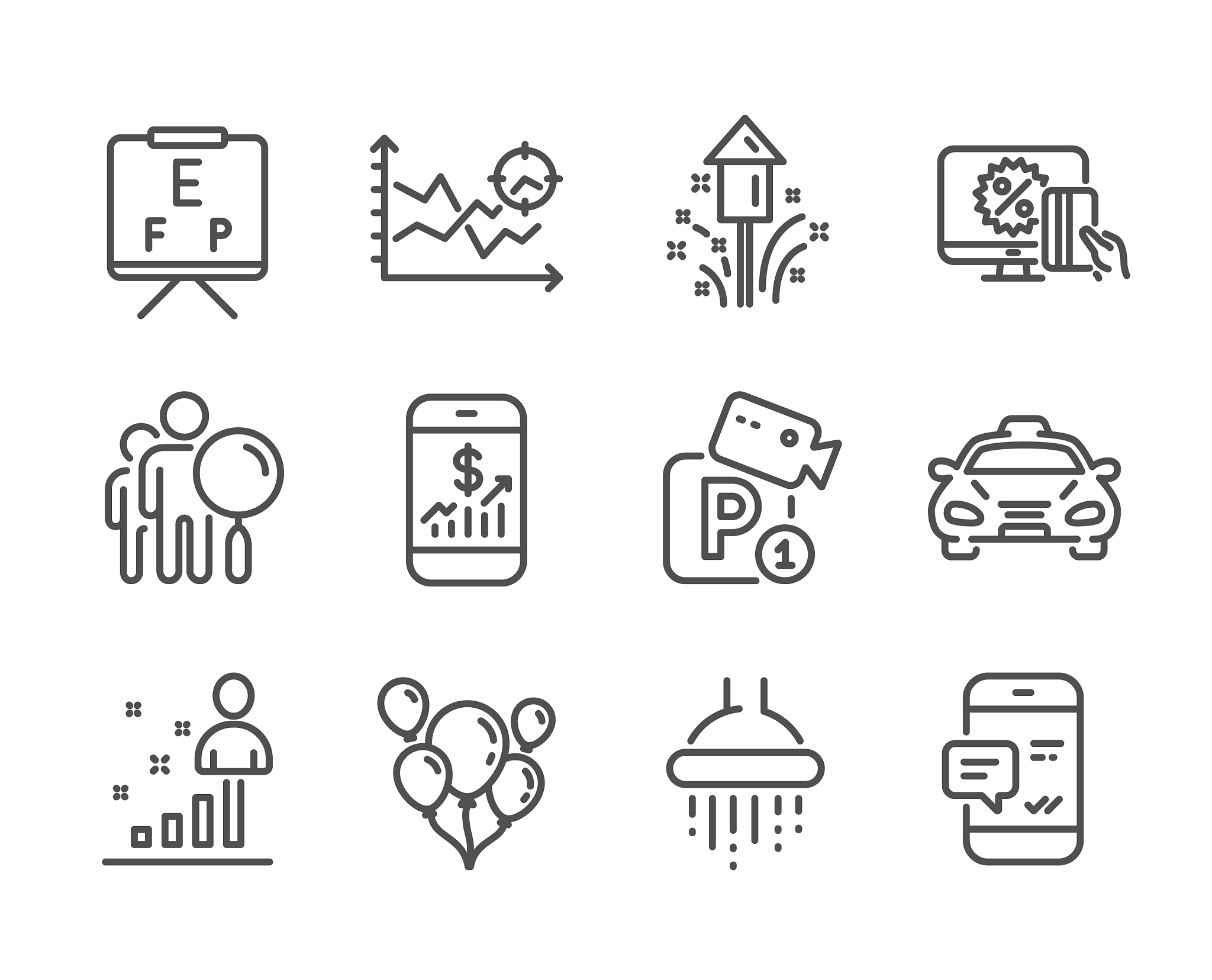 set business icons such as taxi vision board