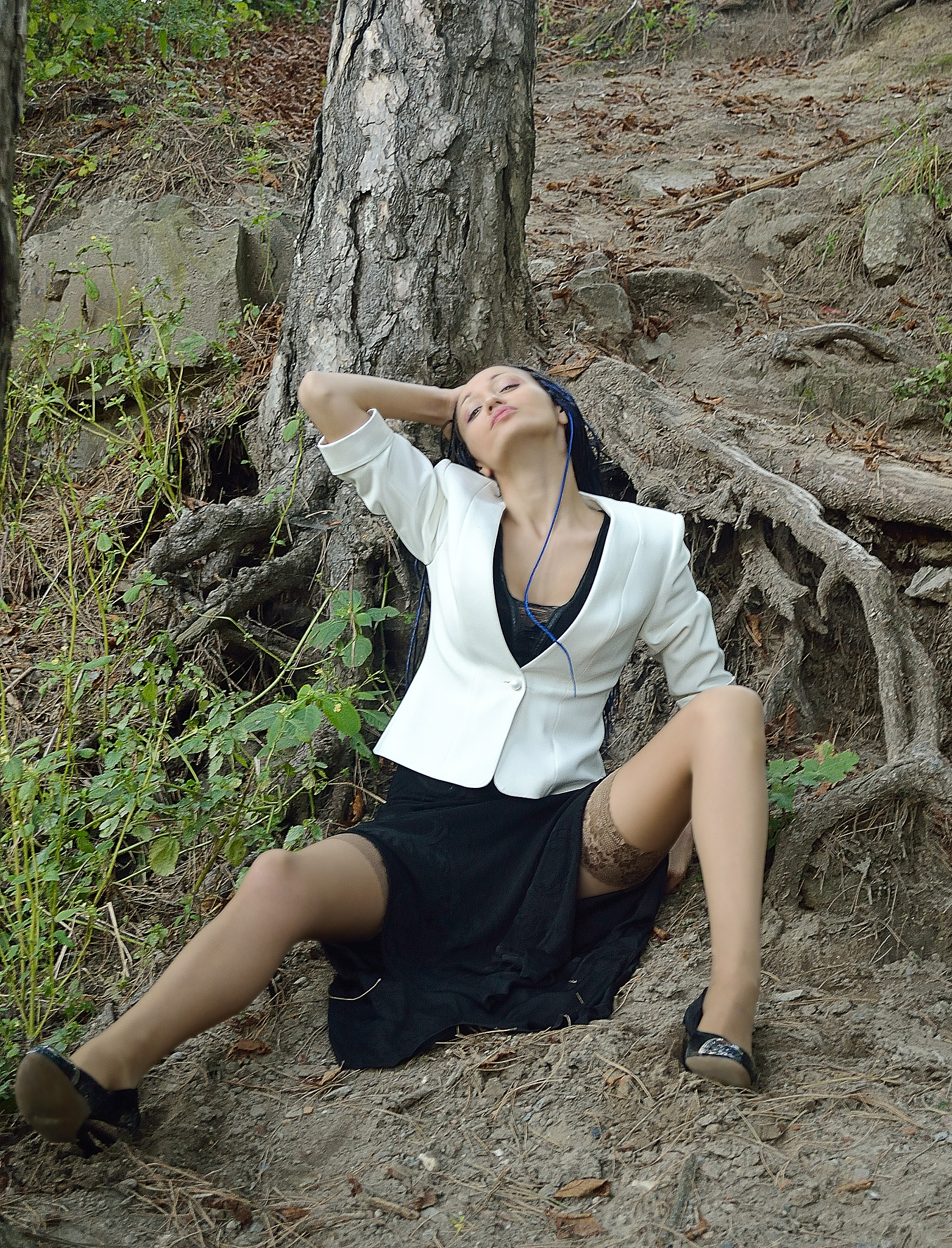 female model at the tree