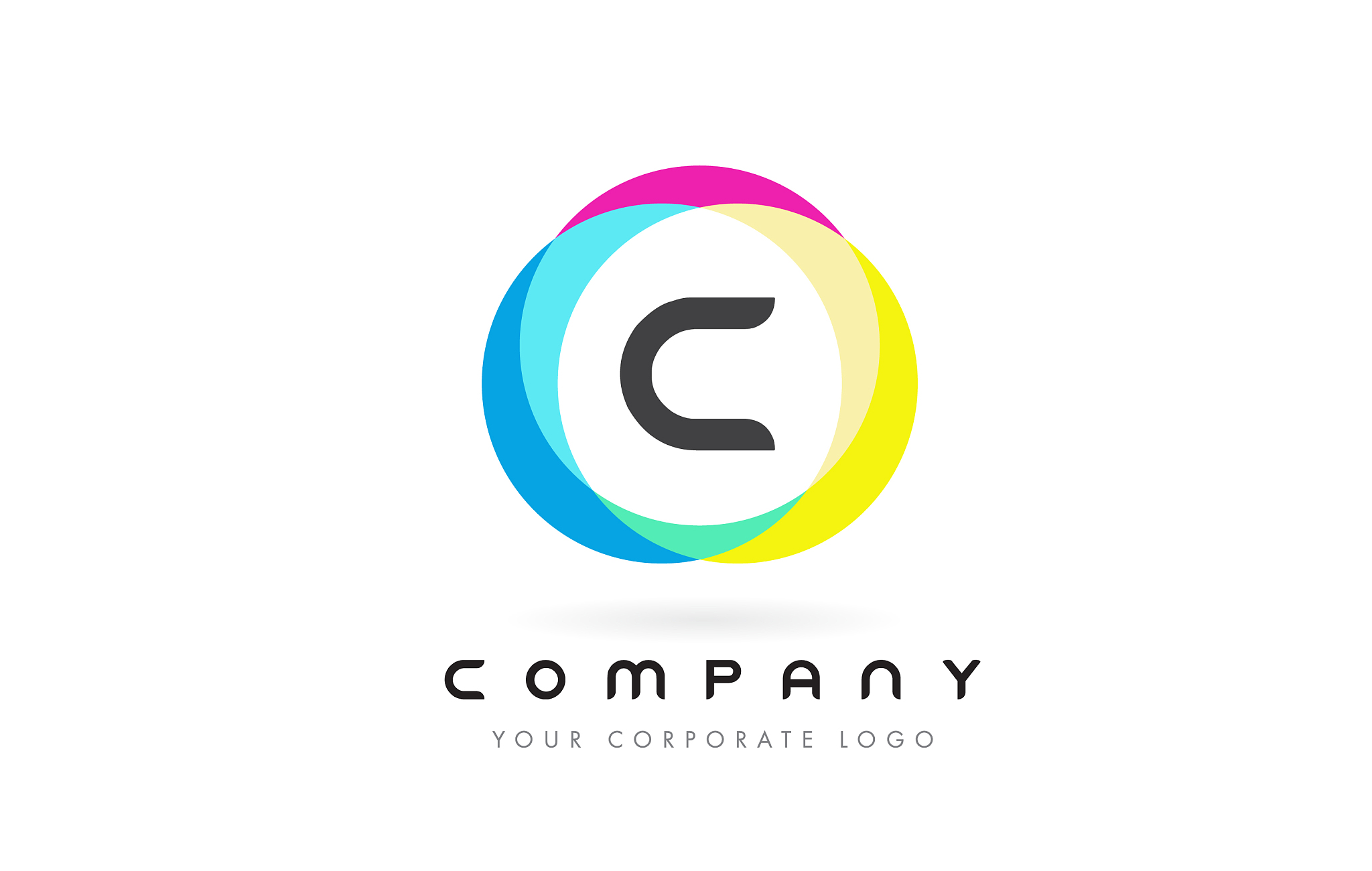 c letter logo design with rainbow rounded colors