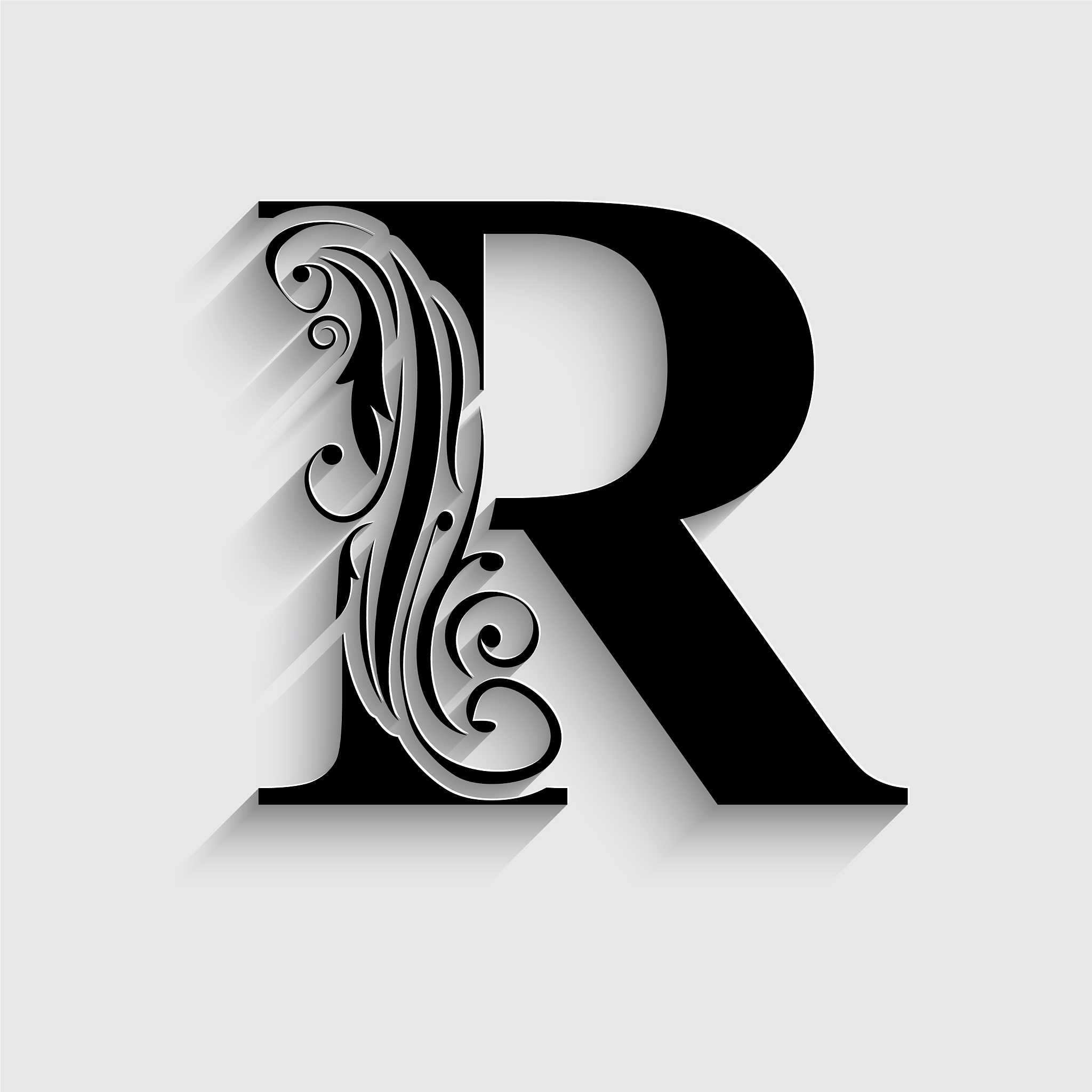 letter r black flower alphabet beautiful capital