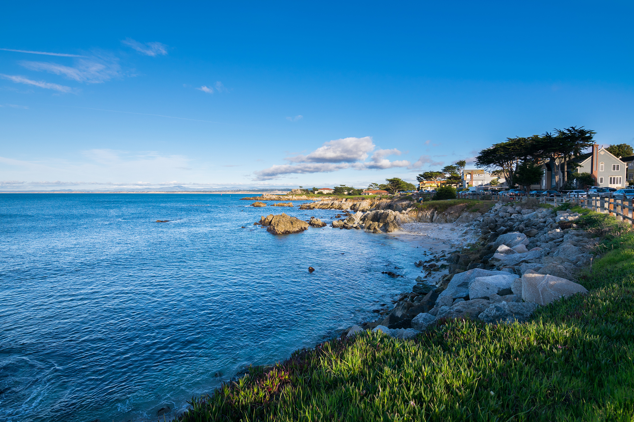 panoramic view of monterey at sunset, california, usa