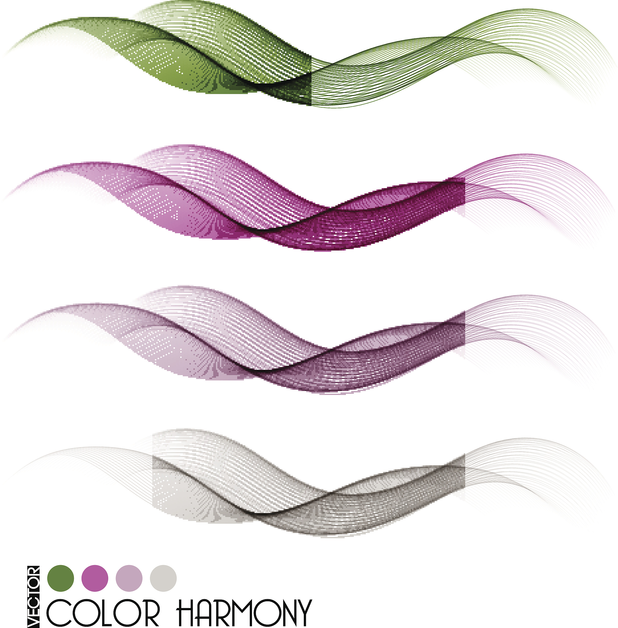 set of color curve lines