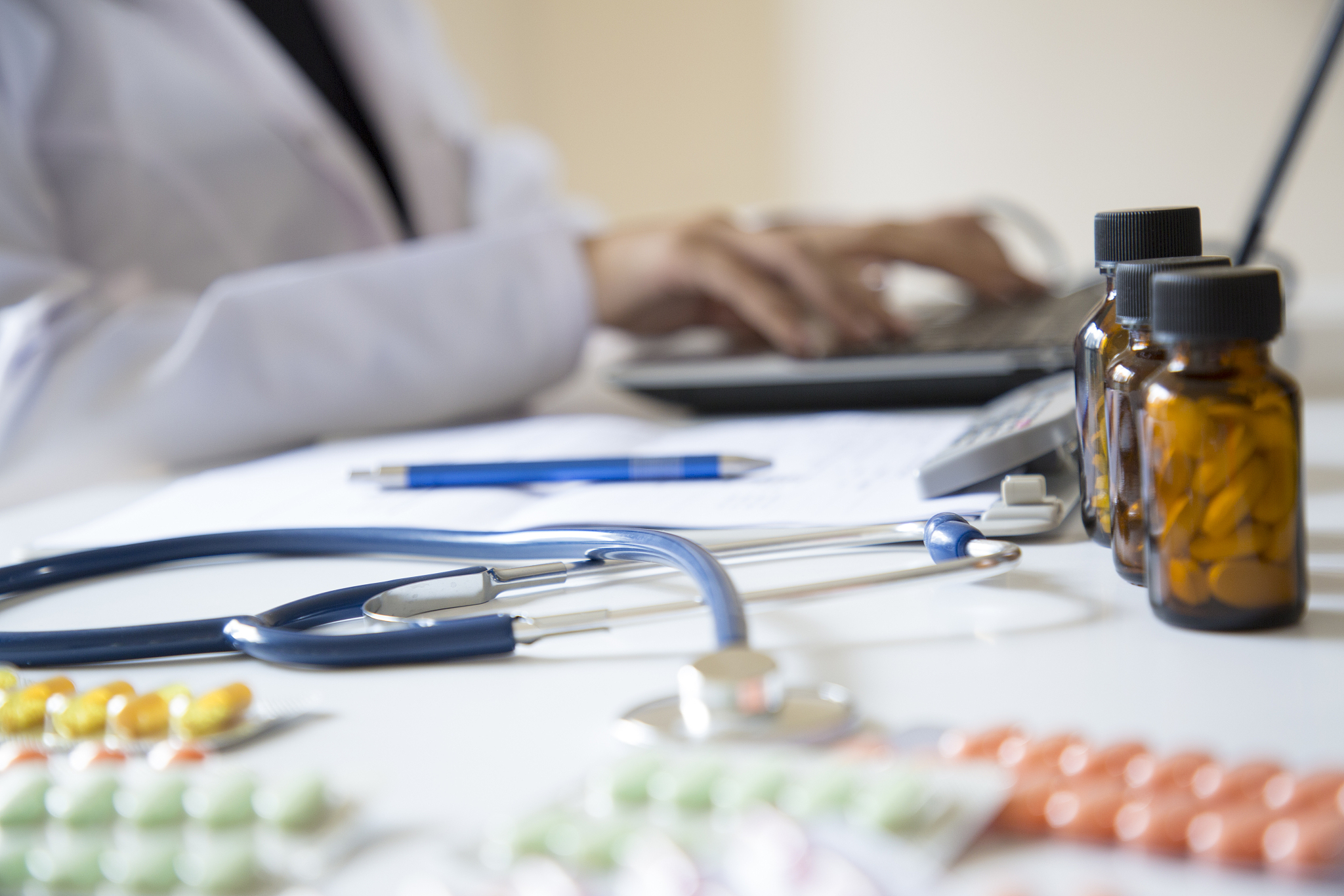 female doctor working in an office
