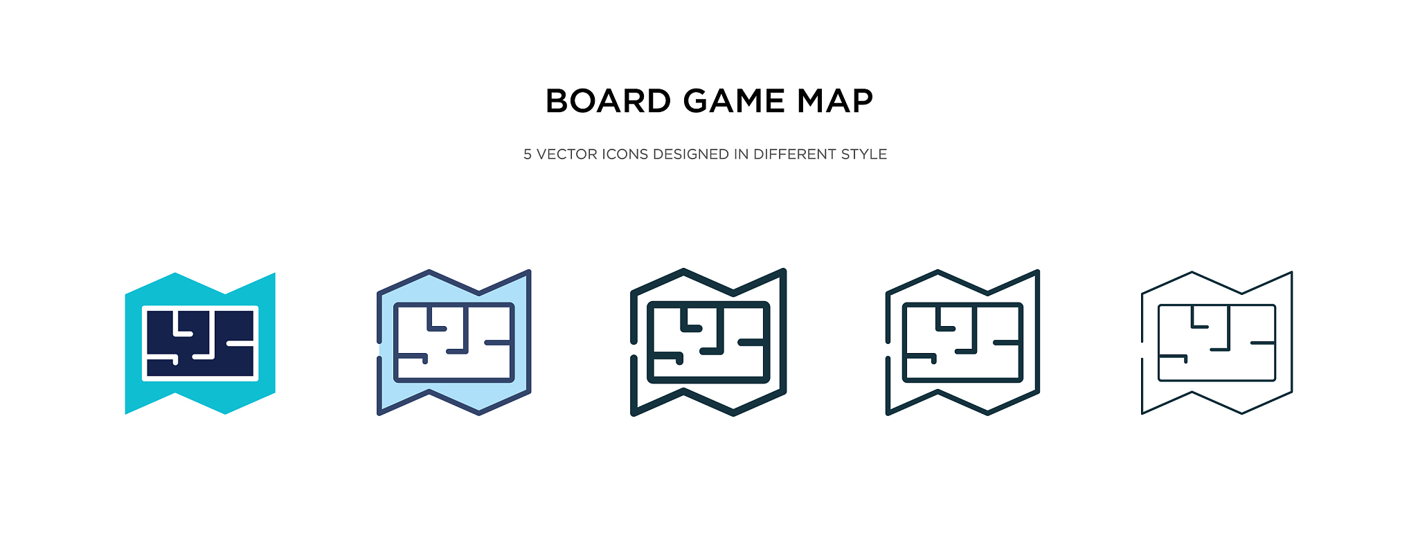 board game map icon in different style two