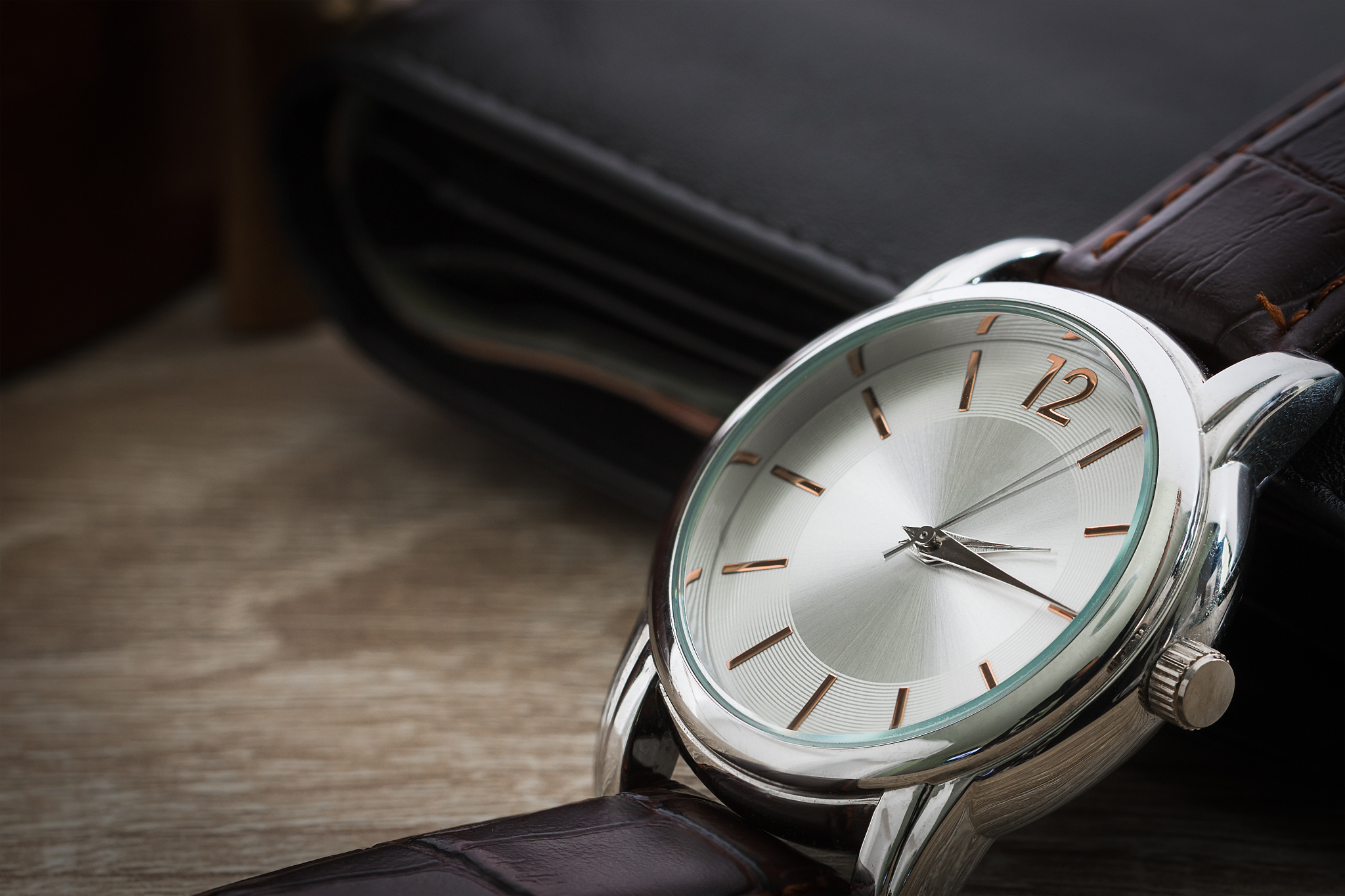 close up watch and wallet