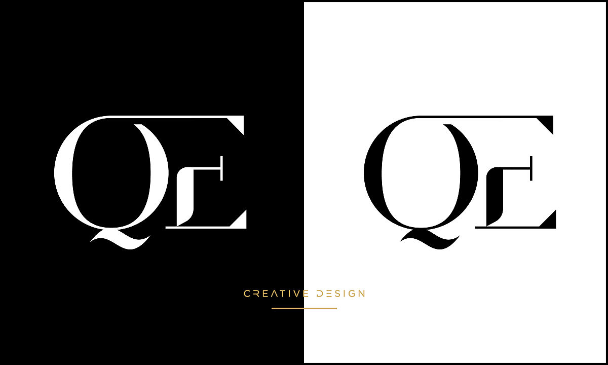 qe, eq字母抽象图标标志矢量字母组合