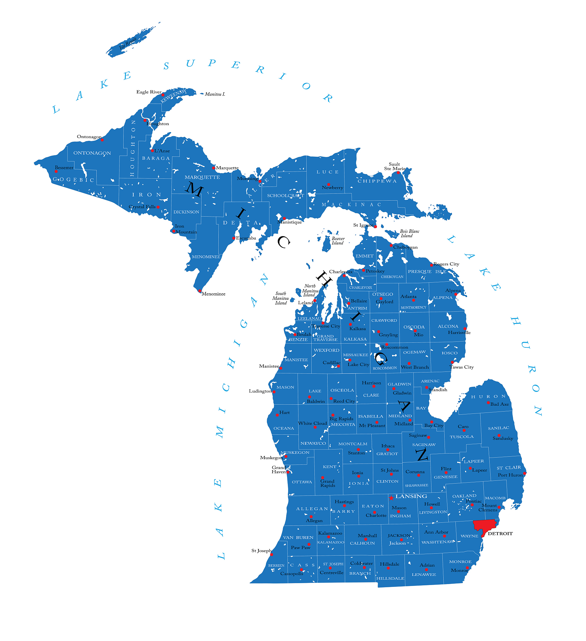 michigan state political map