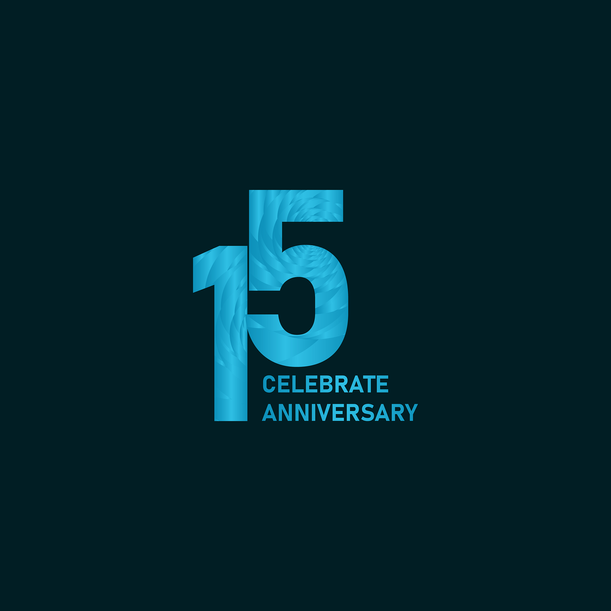 15 year anniversary aqua color template design