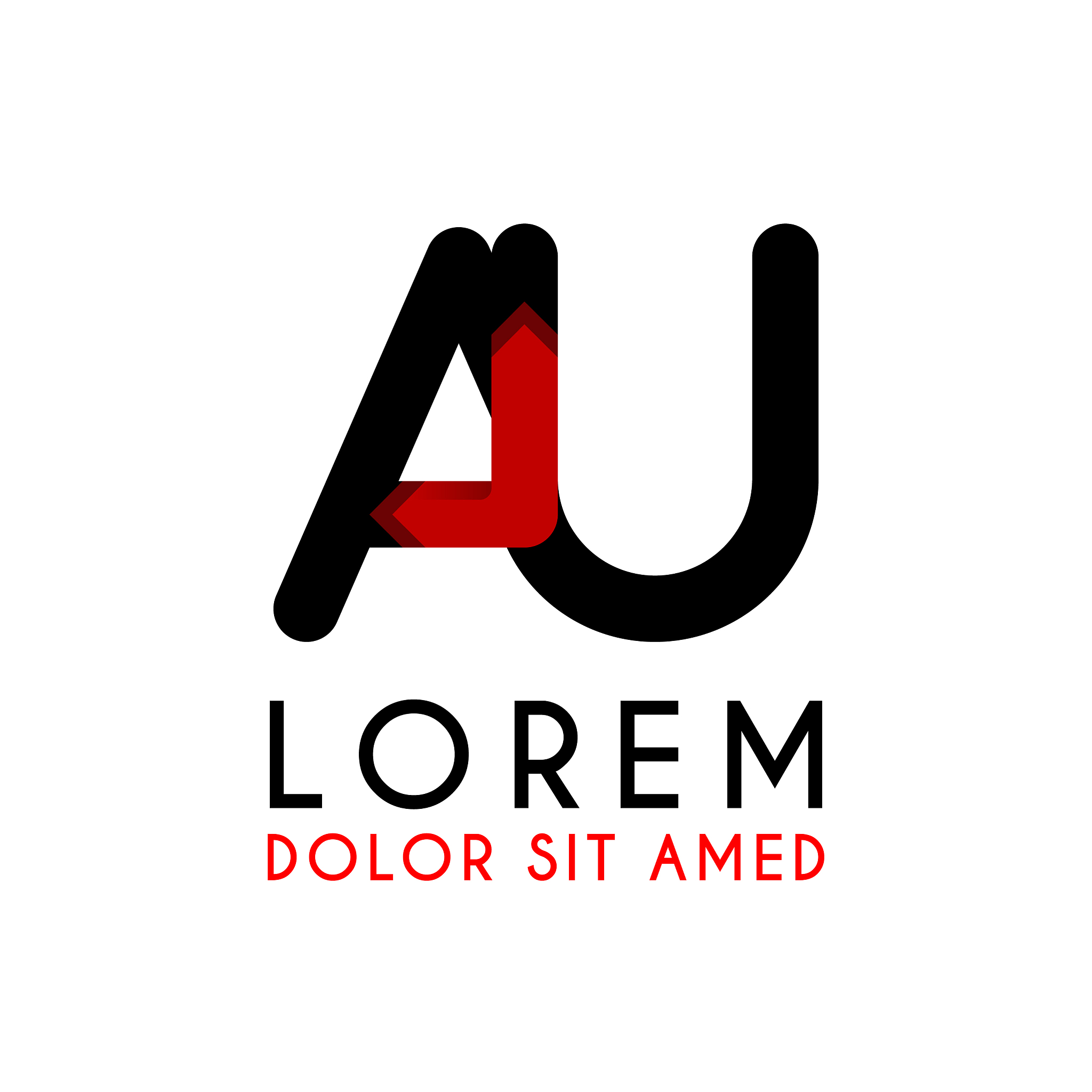 au letter black logo with gradient arrow