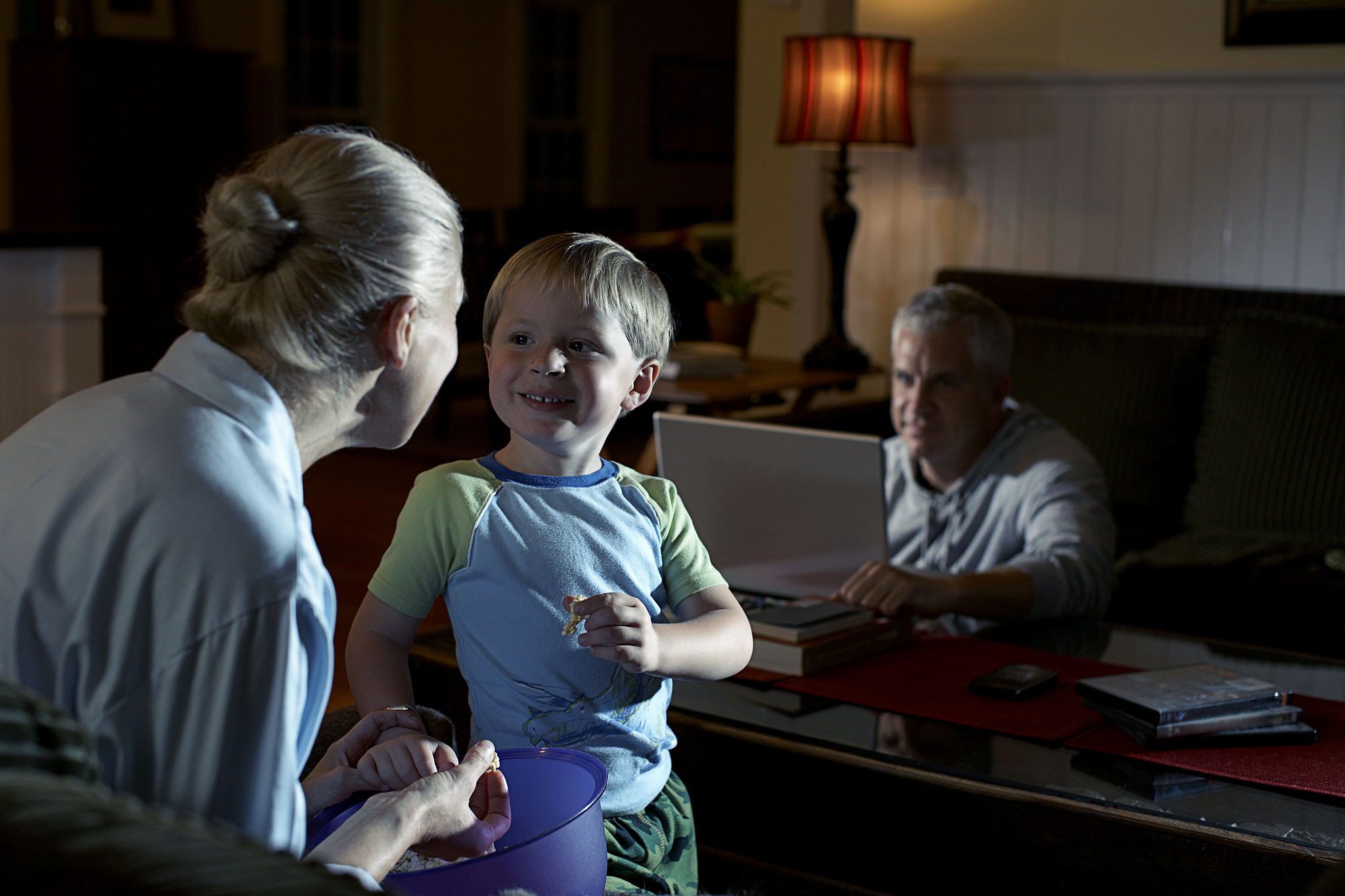 family in living room
