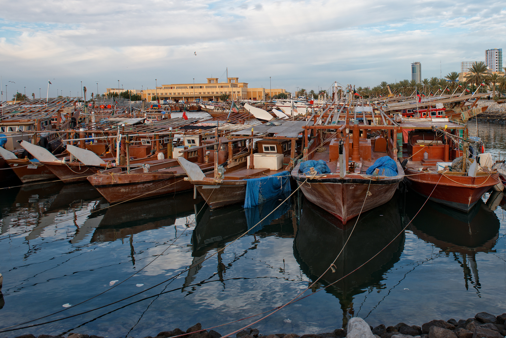 fishing boats at souk sharq, kuwait