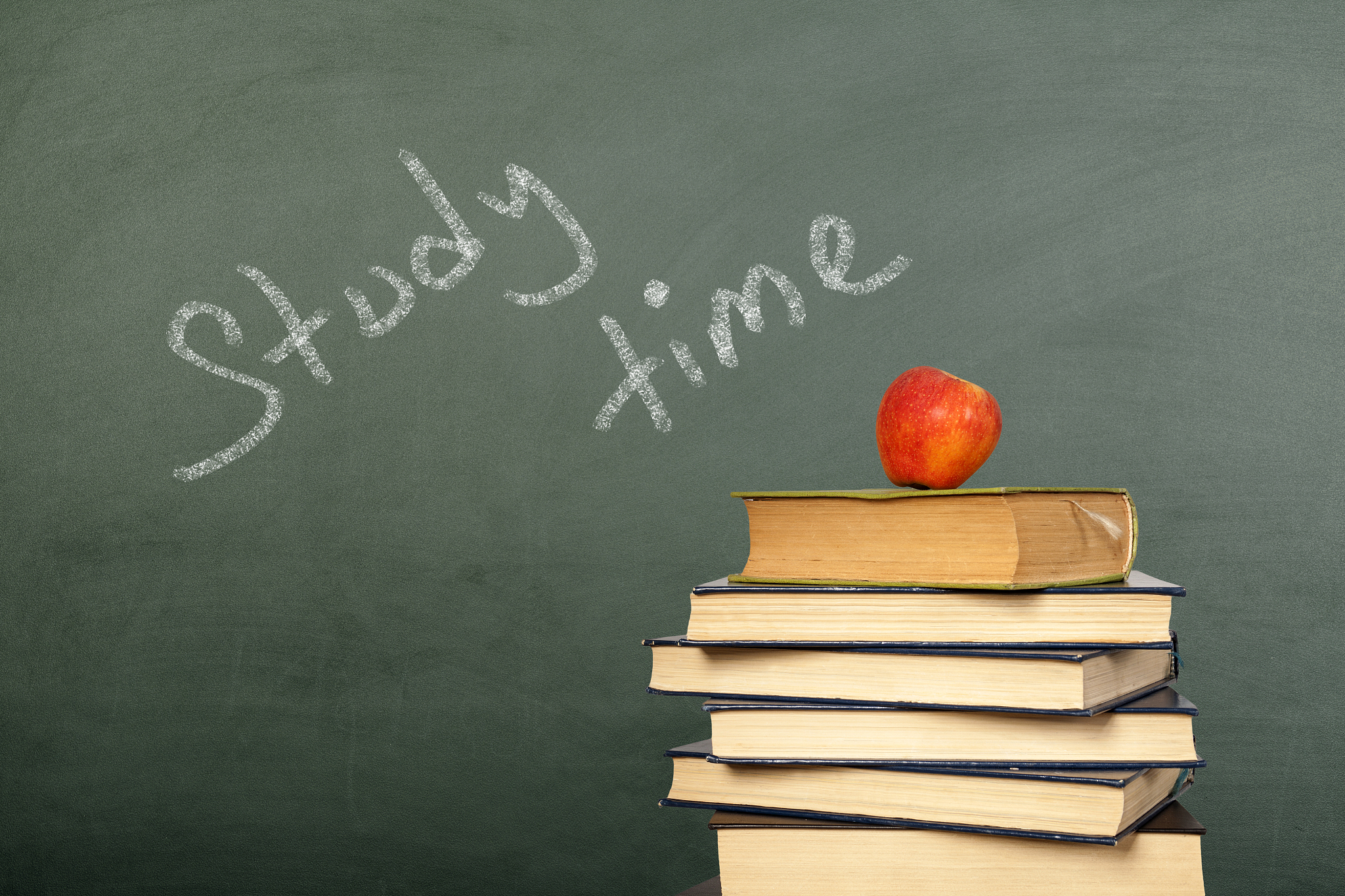 study time with book on chalkboard