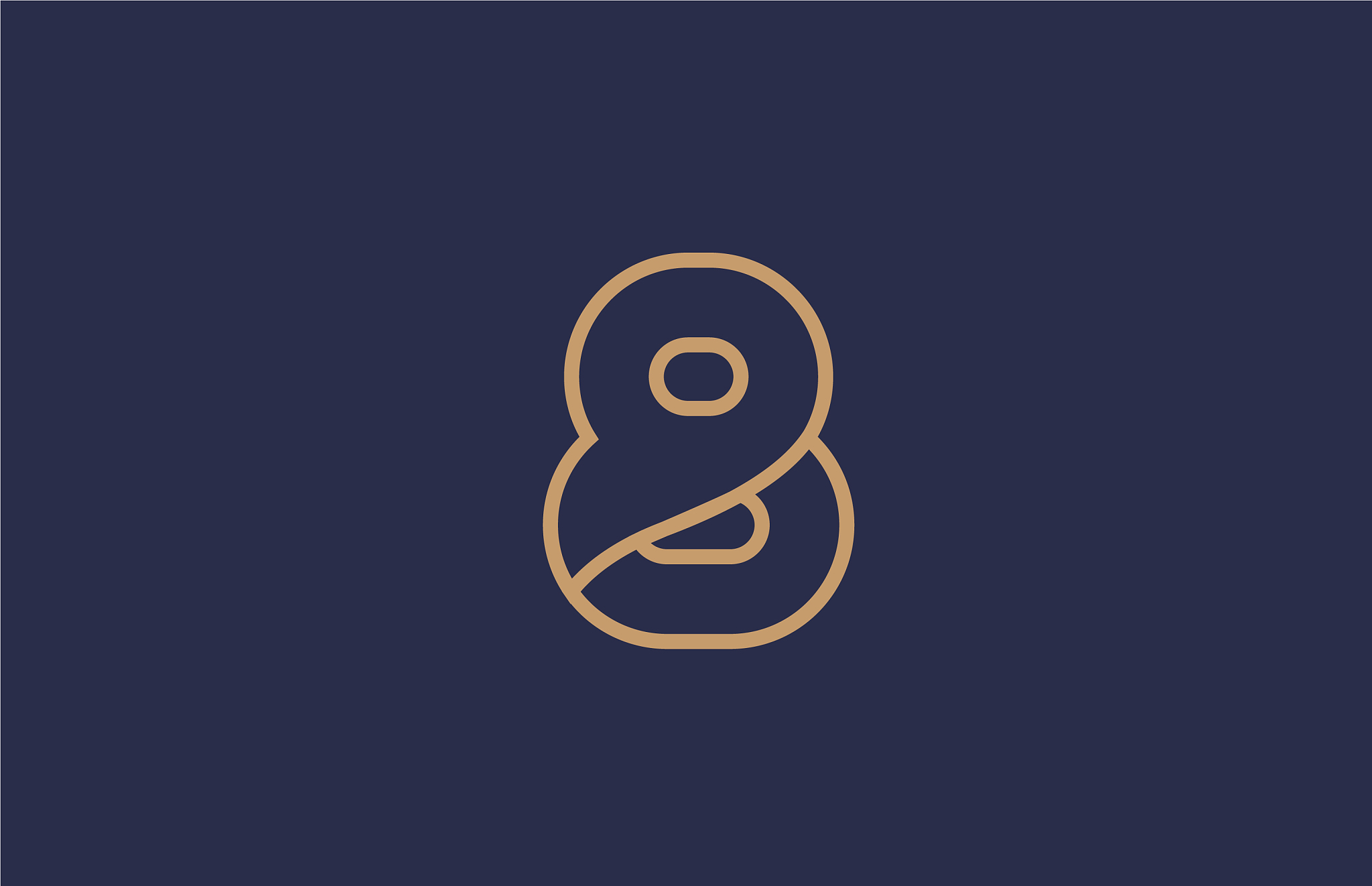 brown blue line number 8 logo company icon design