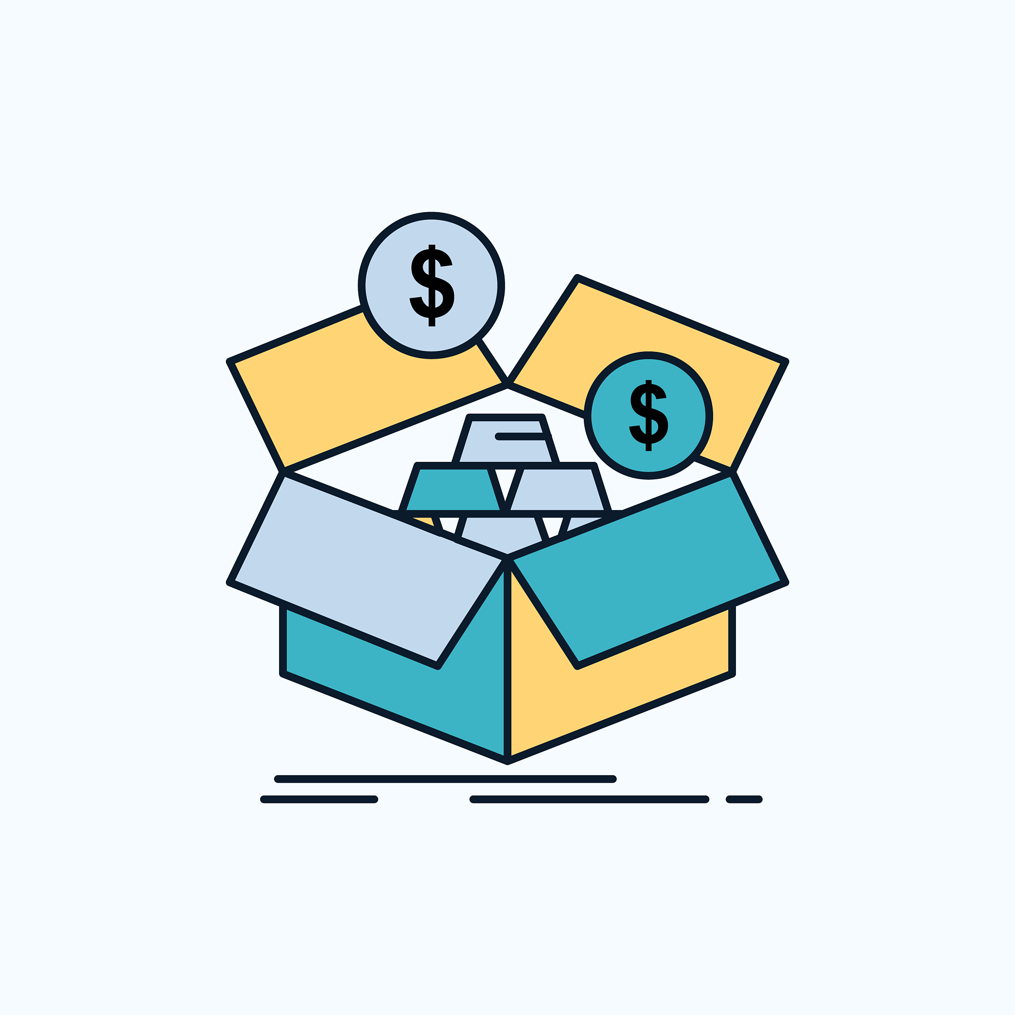 savings box budget money growth flat icon green