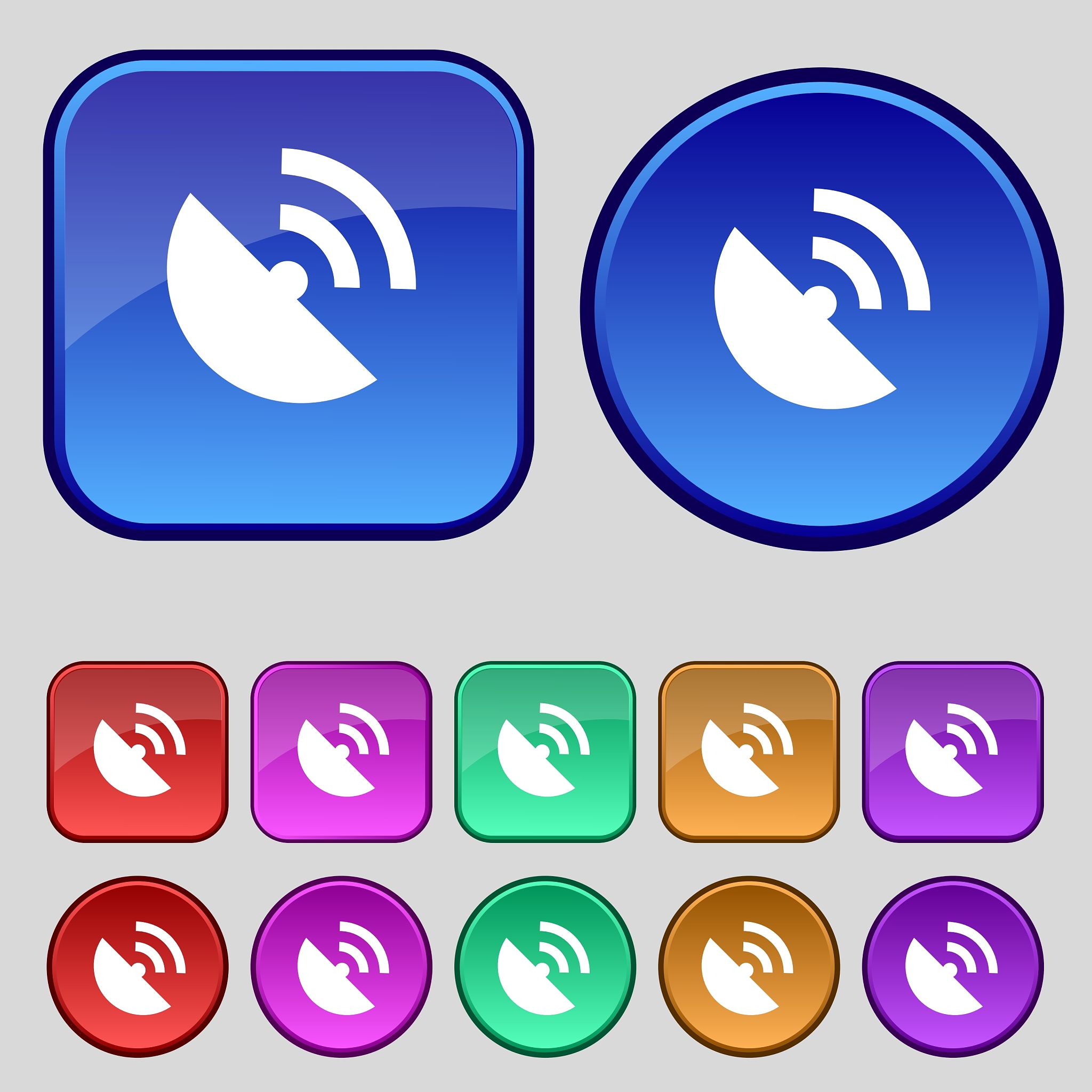 gps icon flat modern set colourful buttons