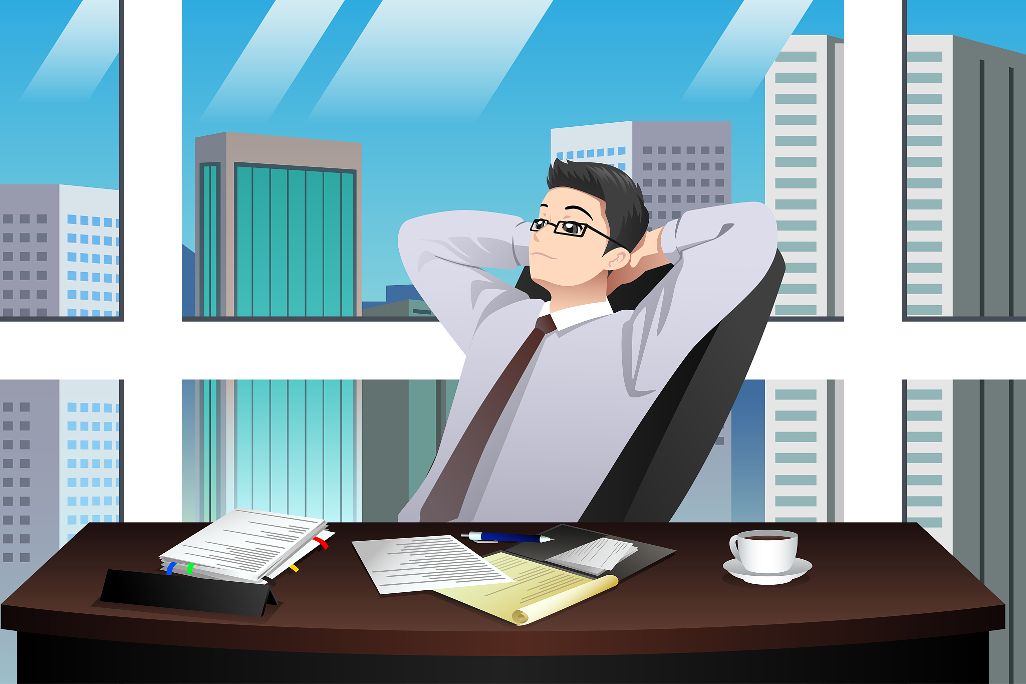 asian chinese businessman vector illustration