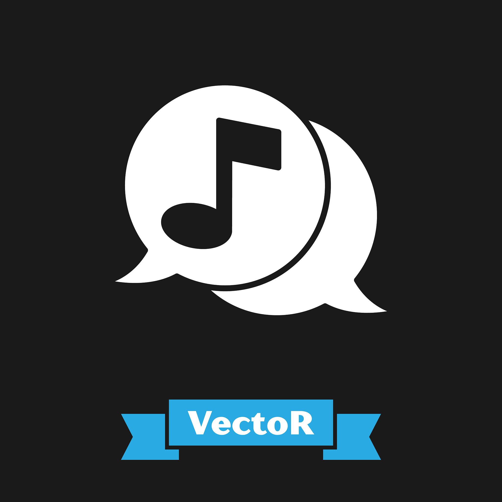 white musical note in speech bubble icon isolated