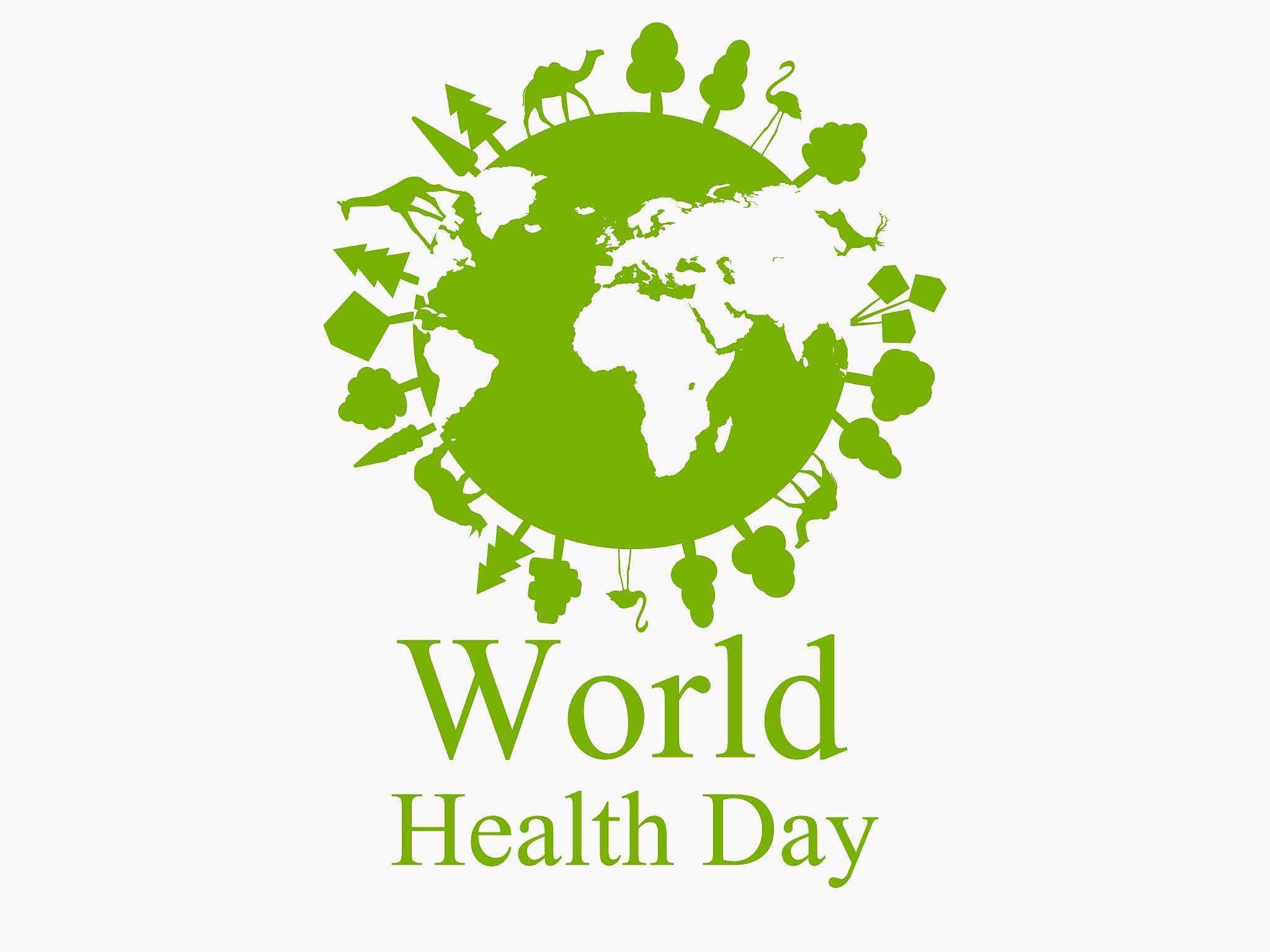 green planet earth. animals on the planet. world health day. vec