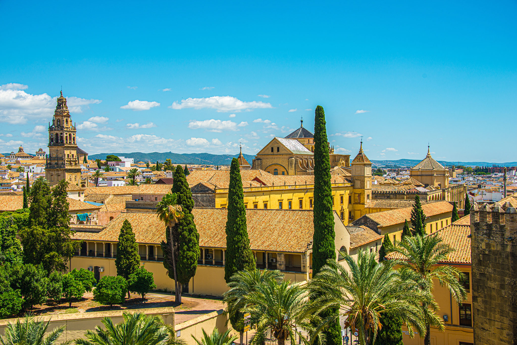 mosque-cathedral and roman bridge of cordoba, andalusia, spain