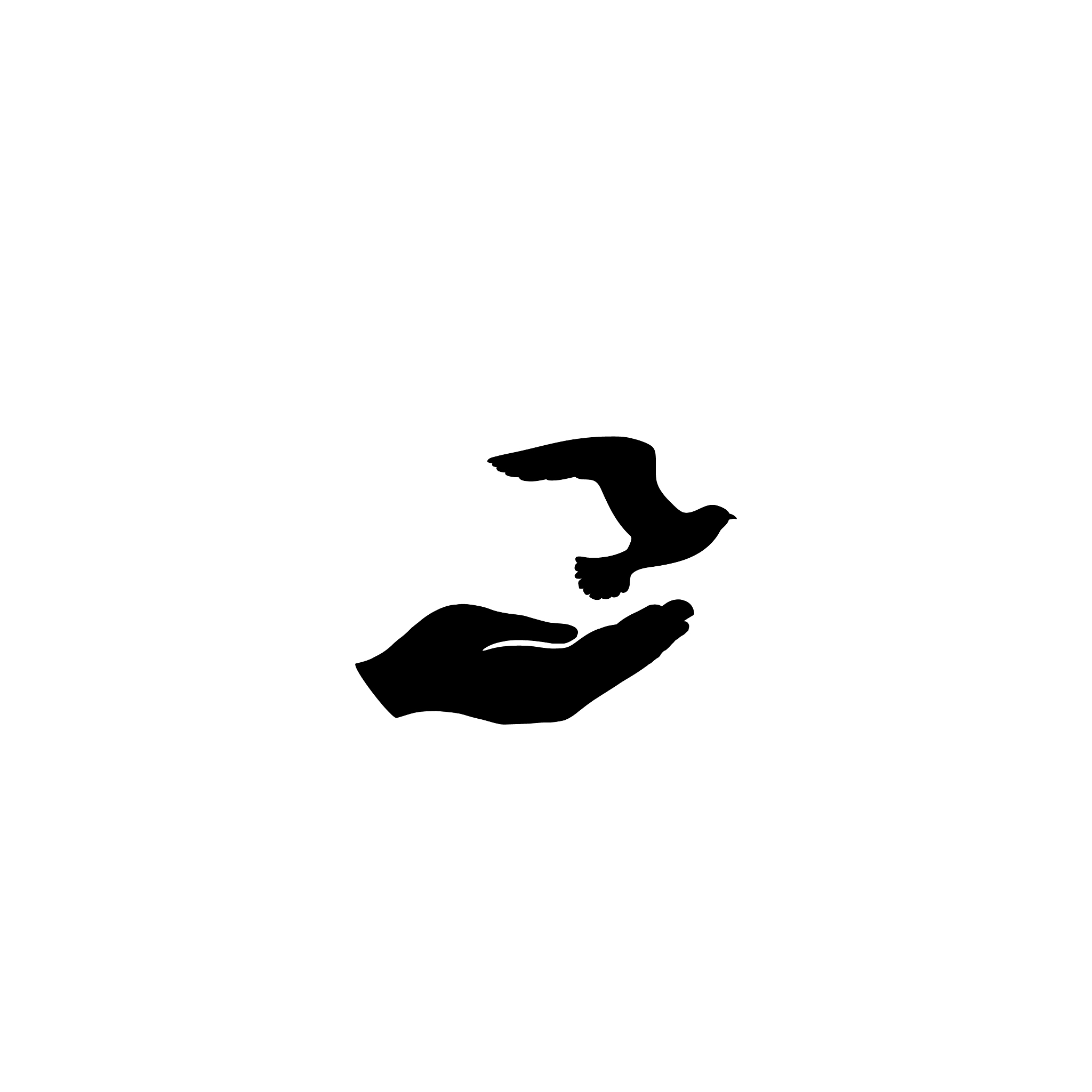dove bird in hand peace sign pigeon fly icon