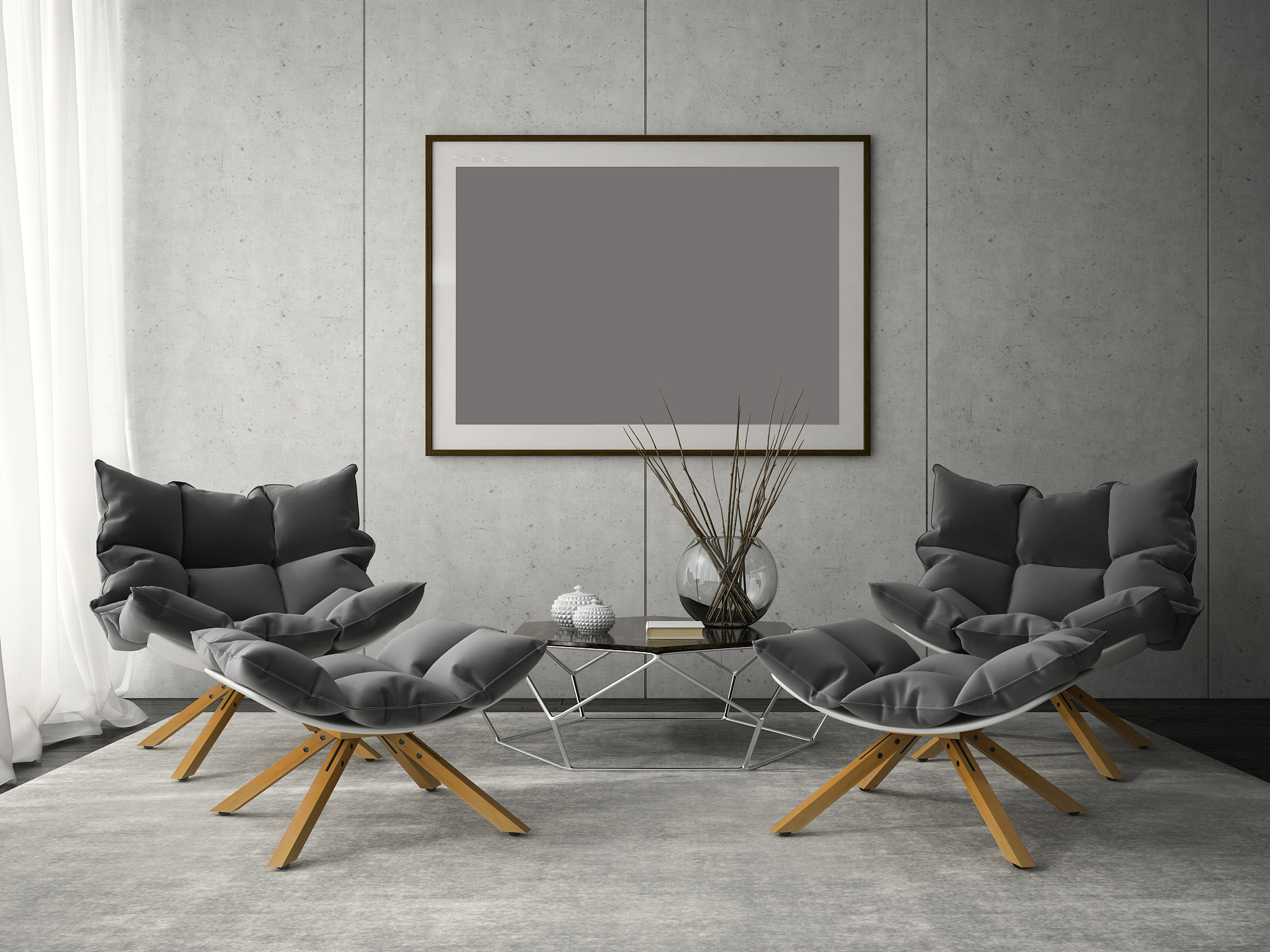 interior of modern design room 3d illustration