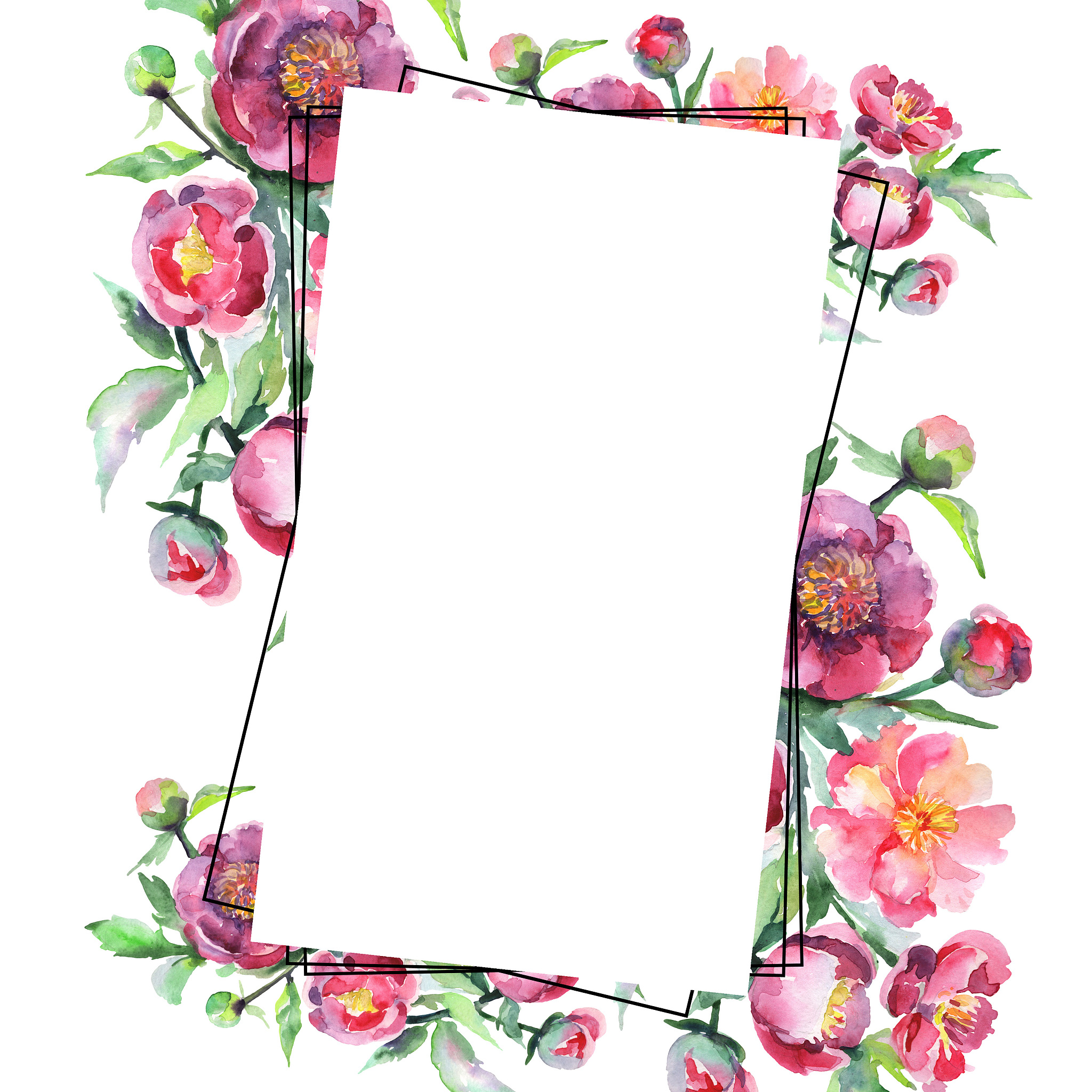 peony bouquet floral botanical flowers. watercolor background il