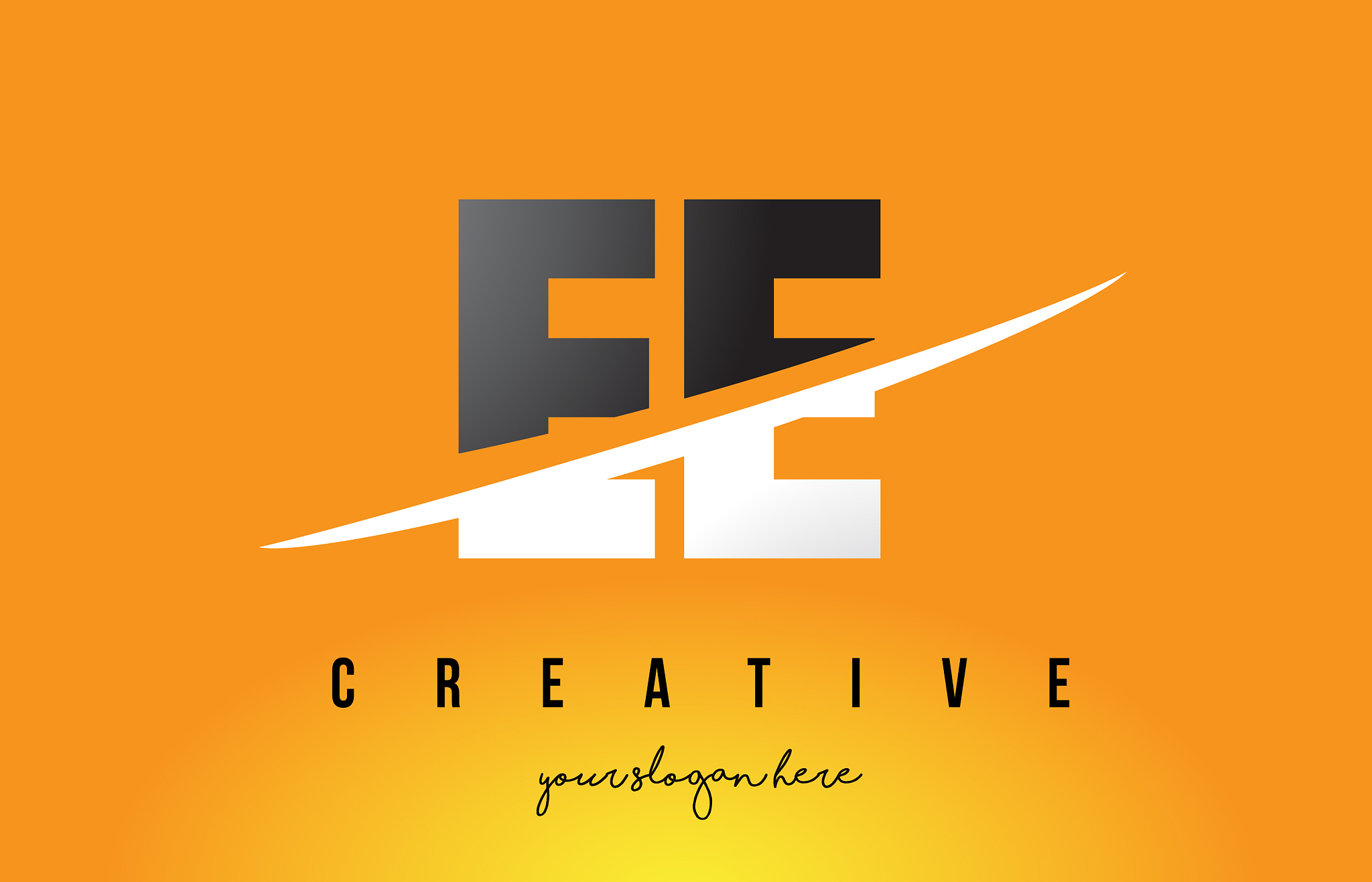 ee e e letter modern logo design with yellow