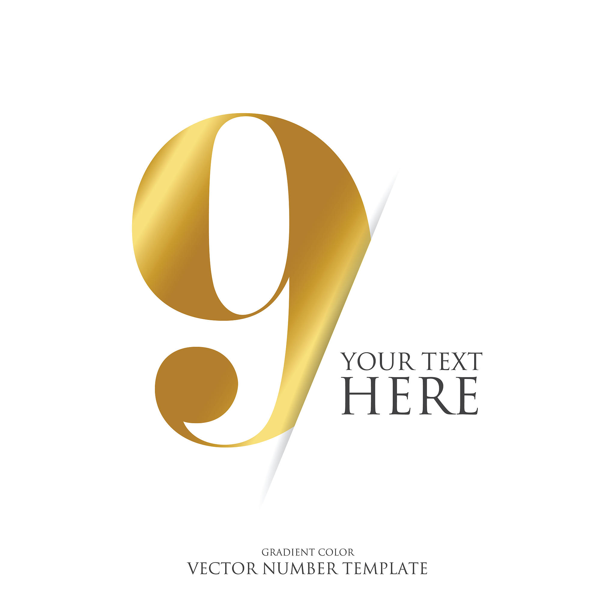 golden number vector stock illustration. gradient color. typogra
