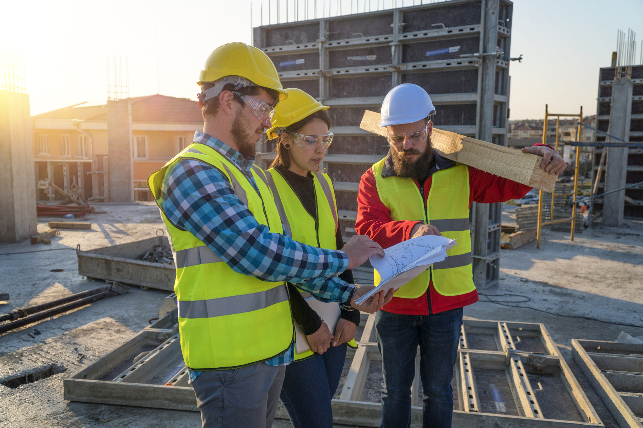 ms, meeting of a confident female architect, a project manager a