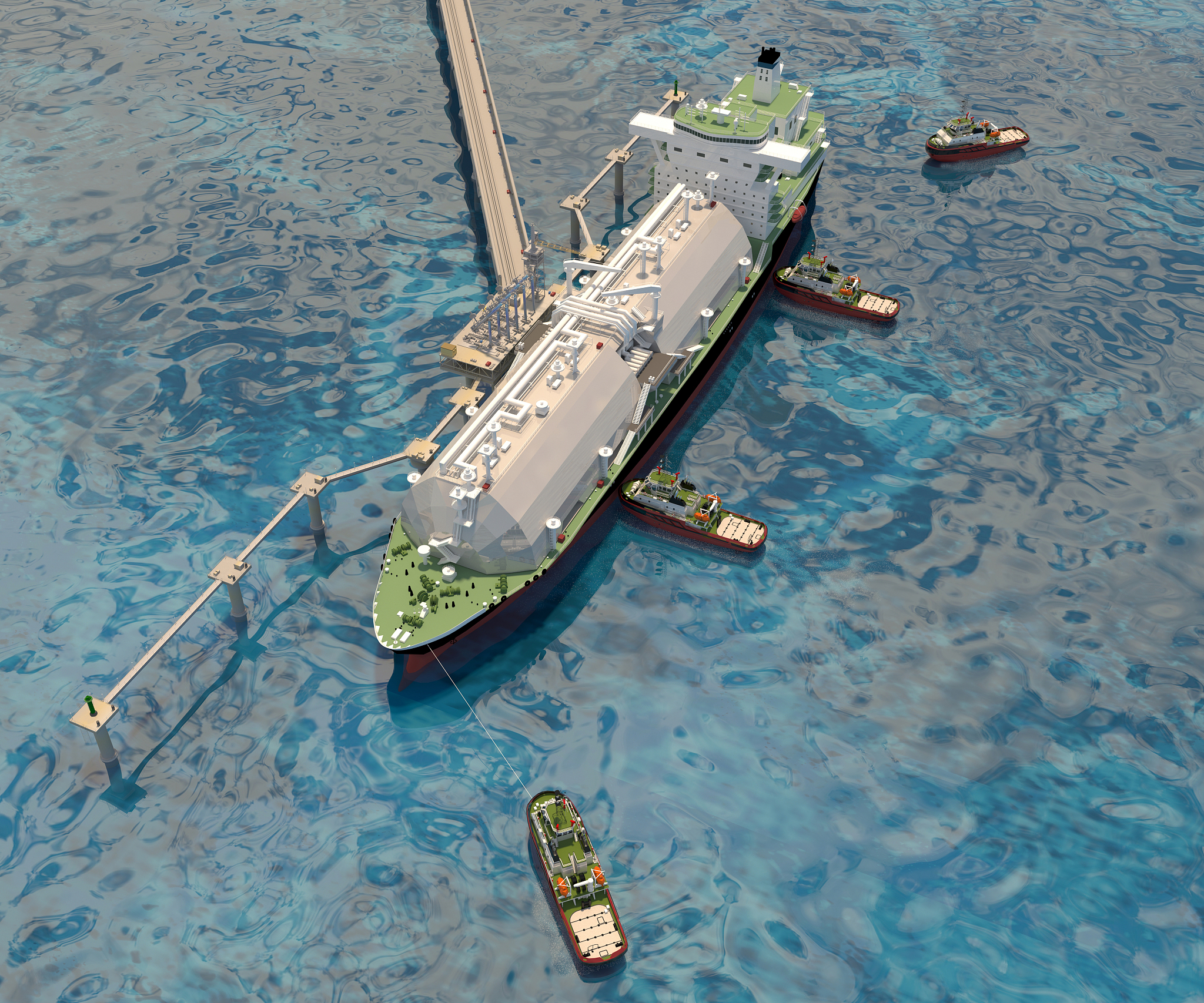 berthing of the tanker ship. 3d-rendering
