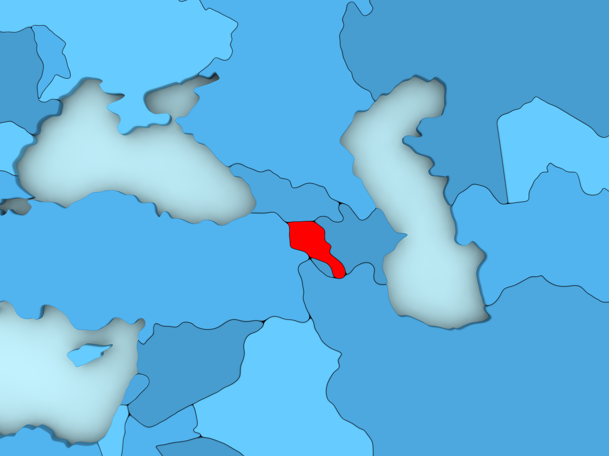 armenia on 3d map