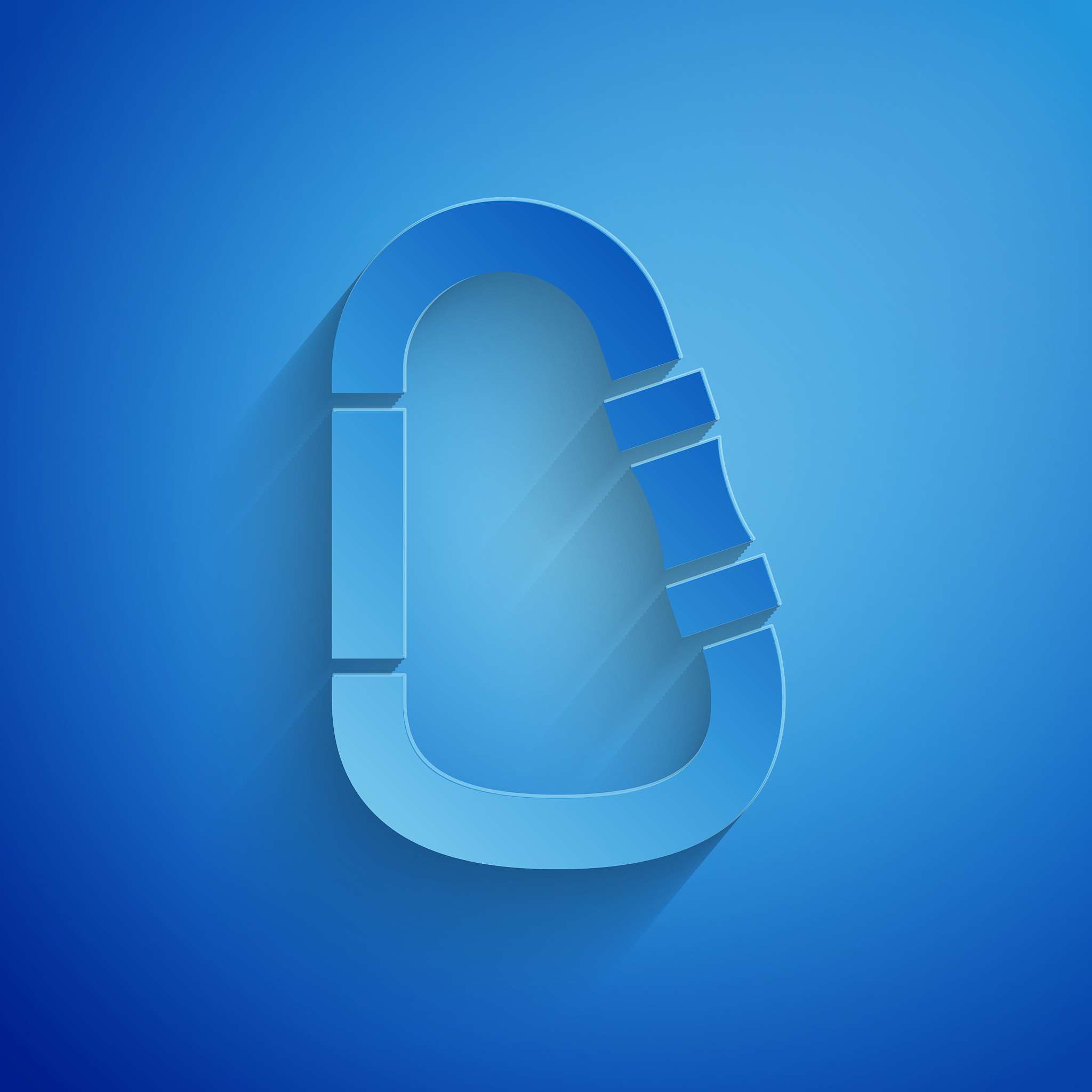 paper cut carabiner icon isolated on blue