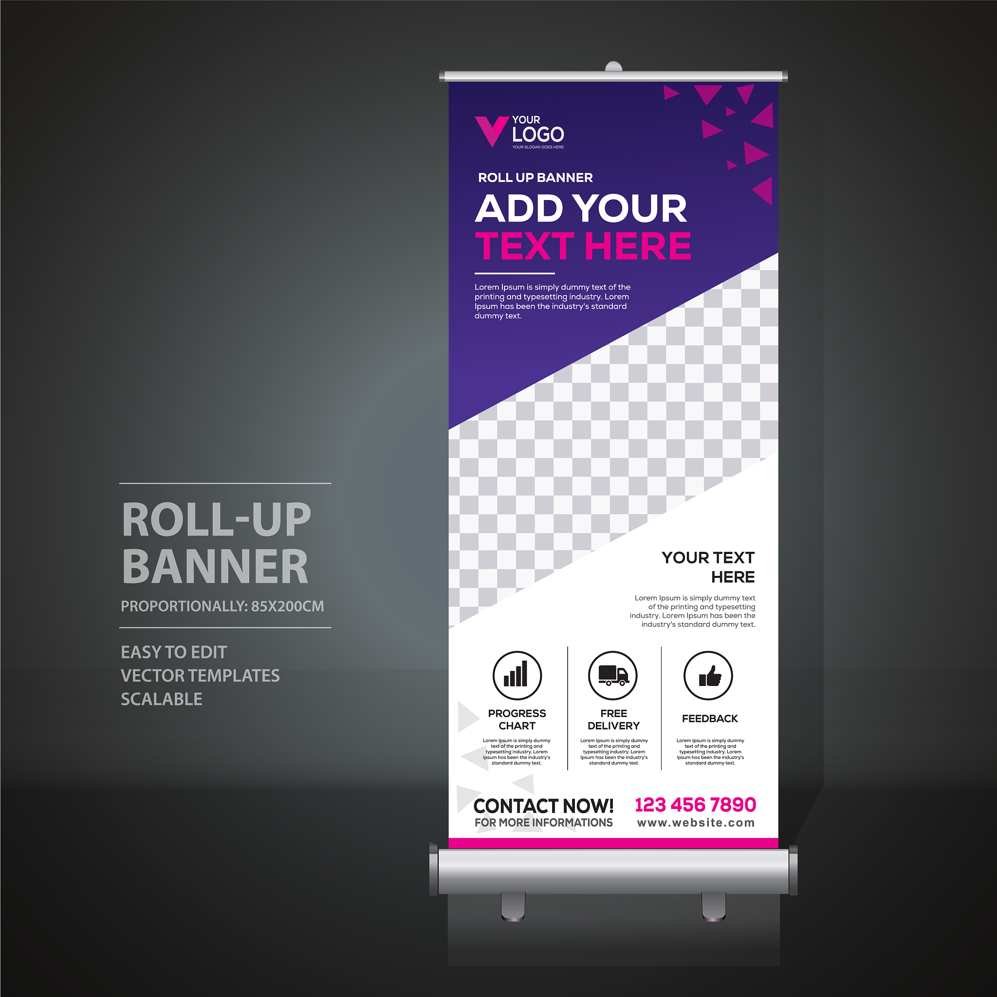 roll up banner vertical design template banner