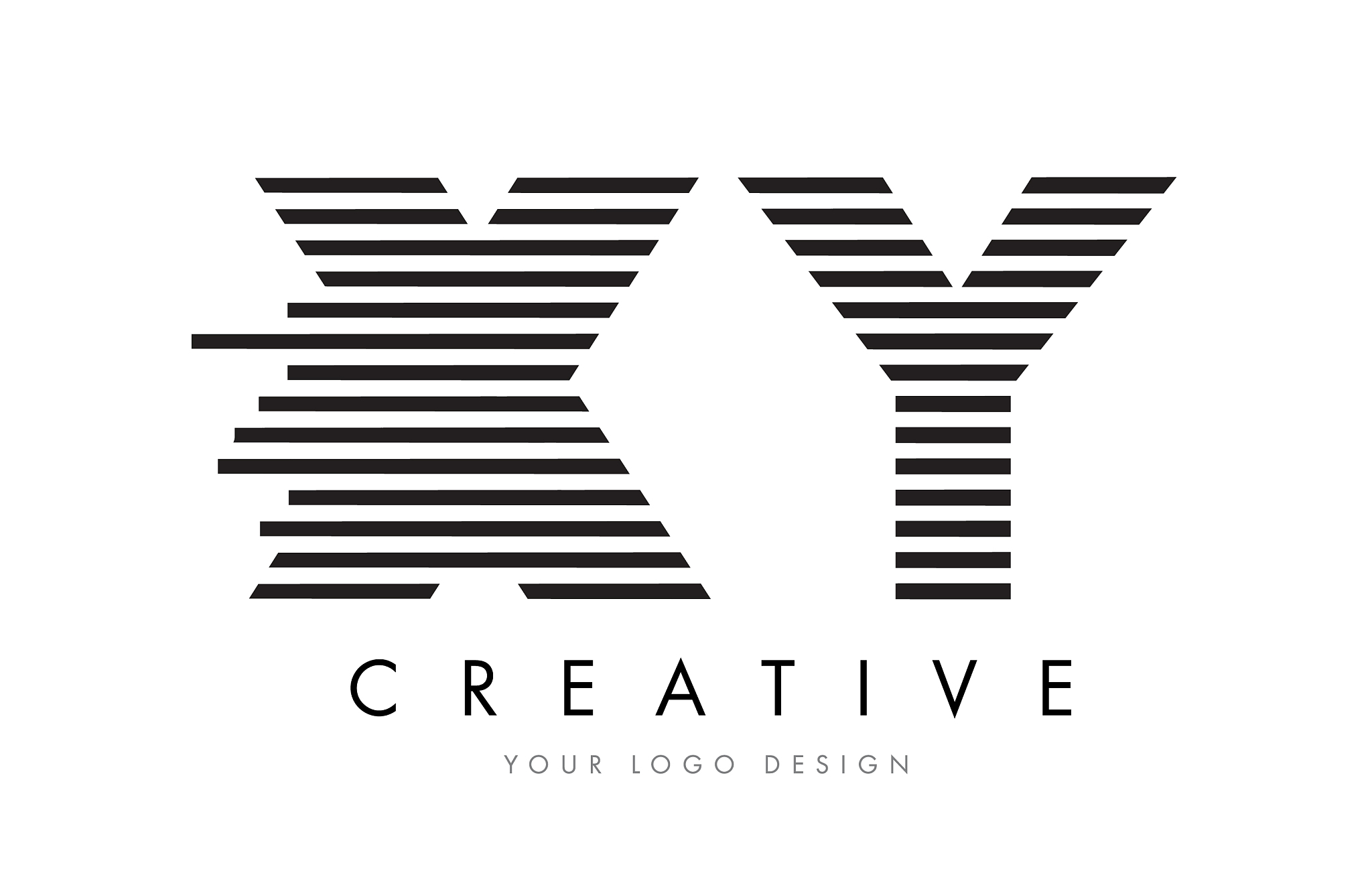 xy x y zebra letter logo design with black and