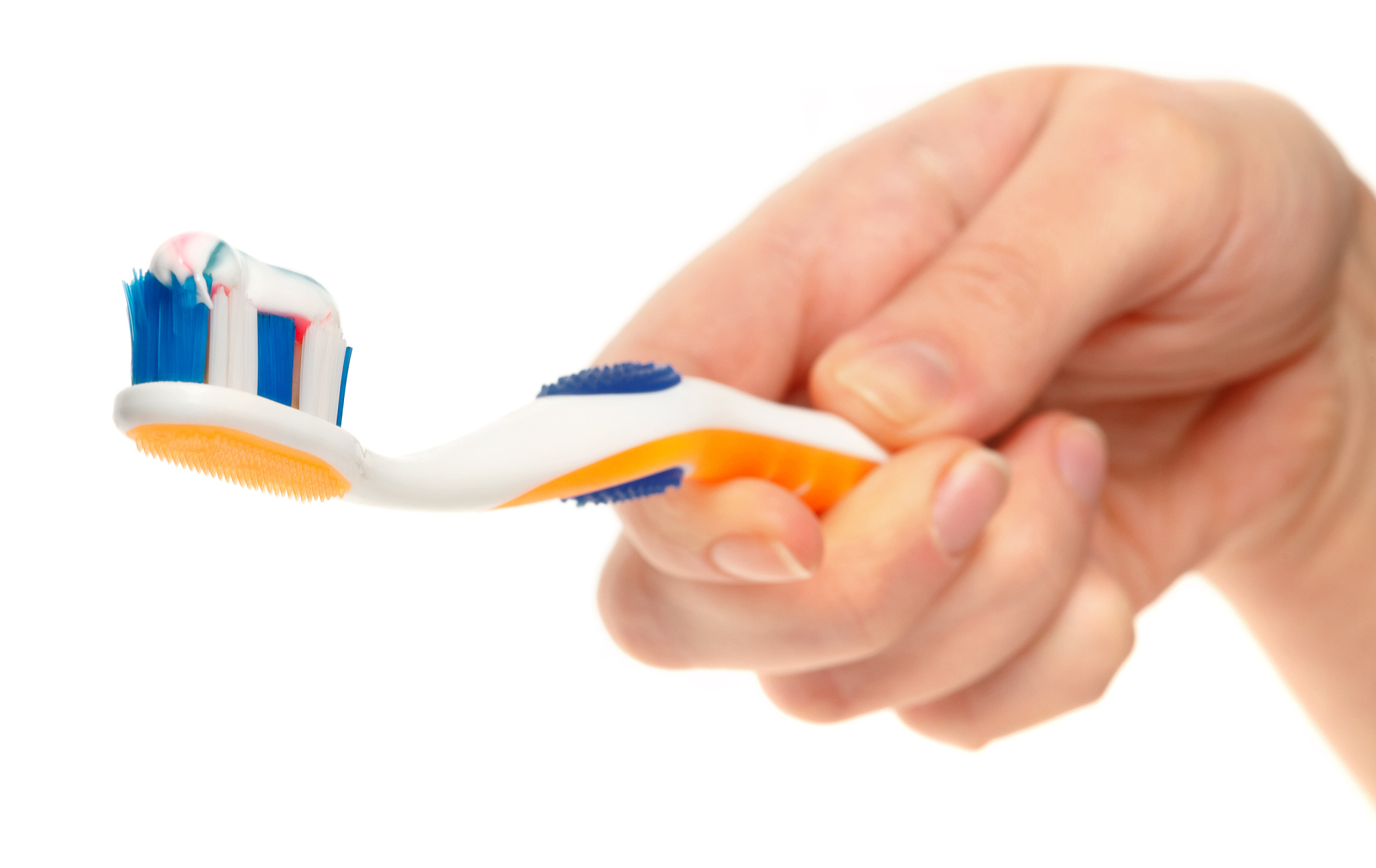 toothbrush in hand