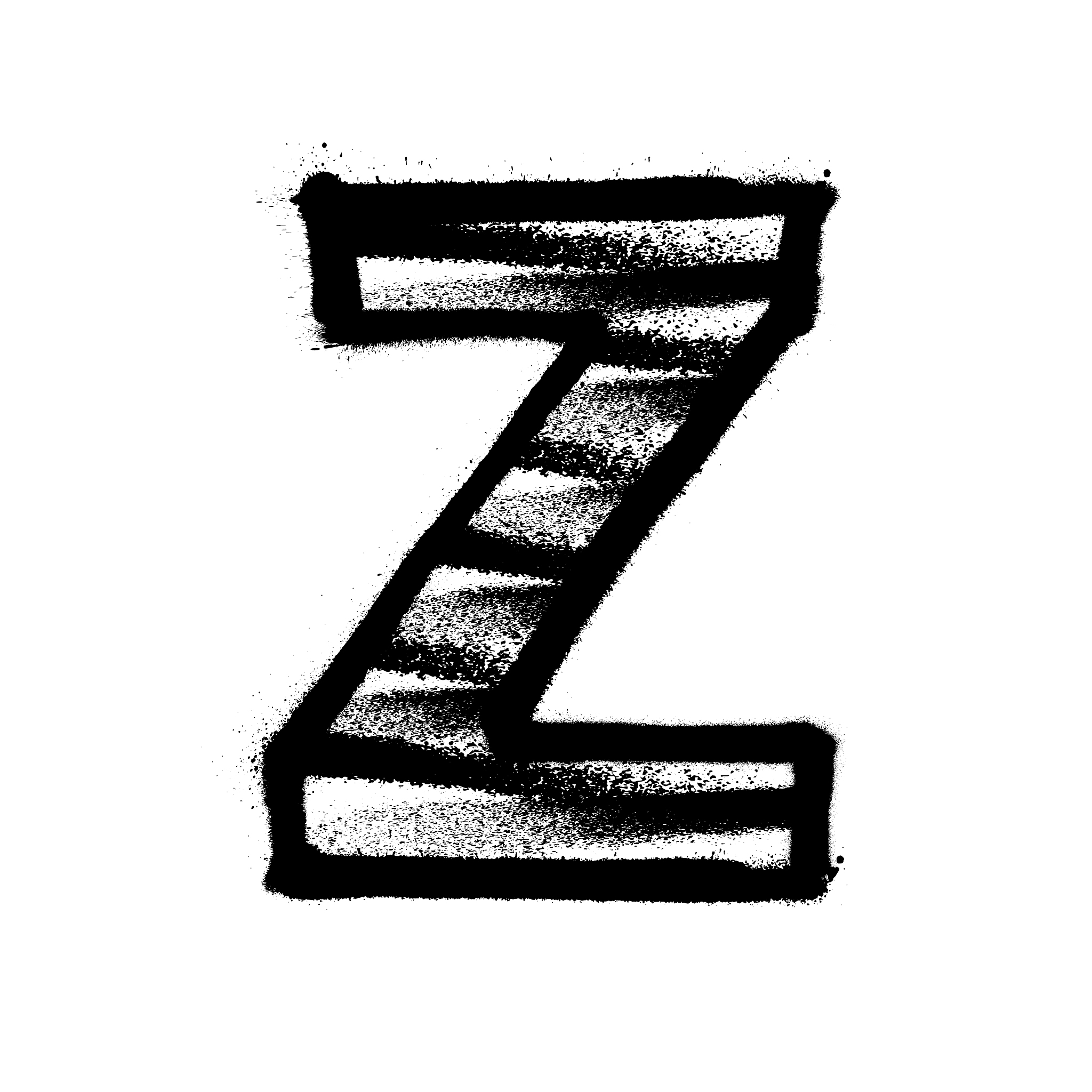 letter z graffiti alphabet with spray lines and