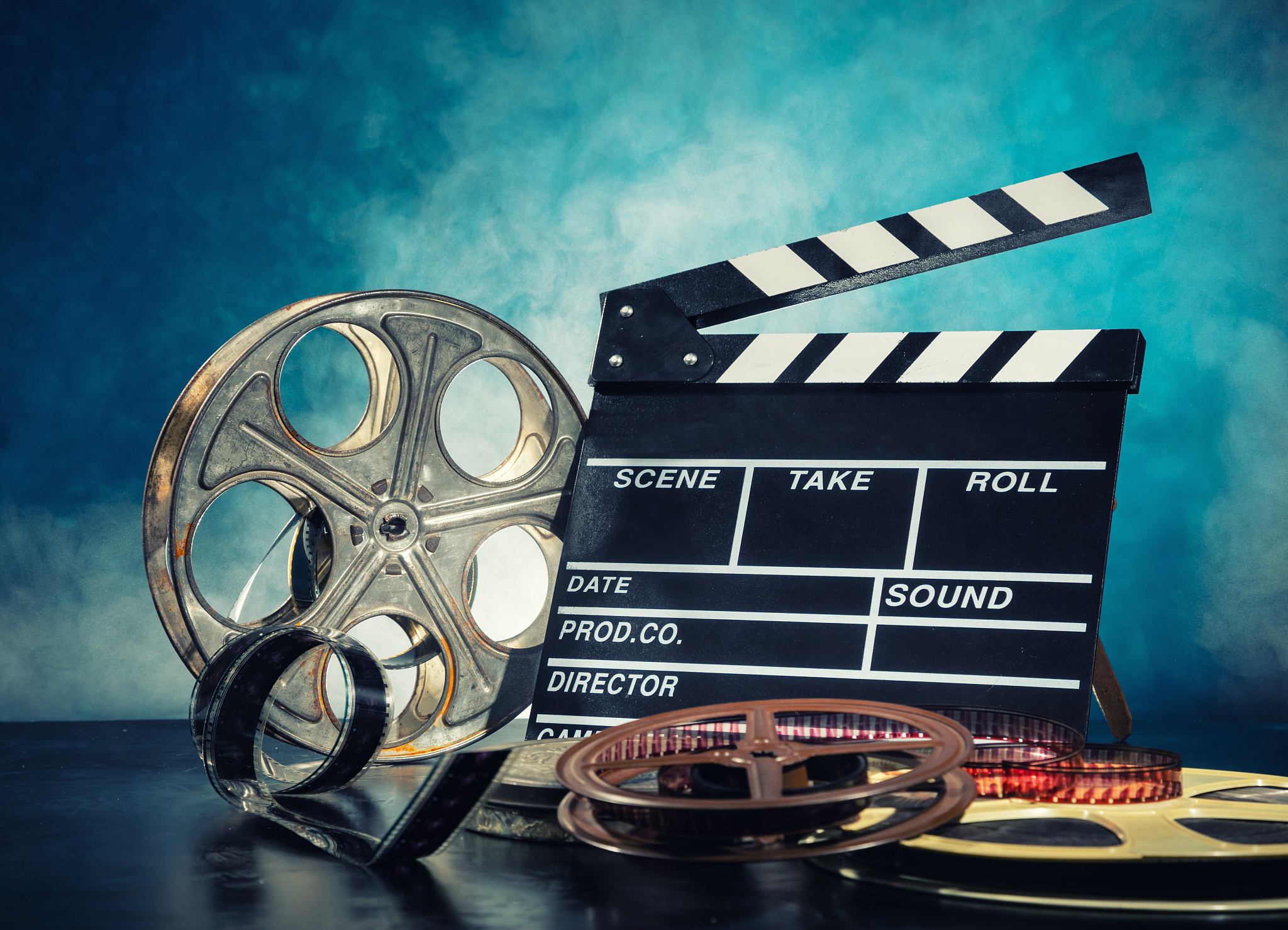 retro film production accessories still life