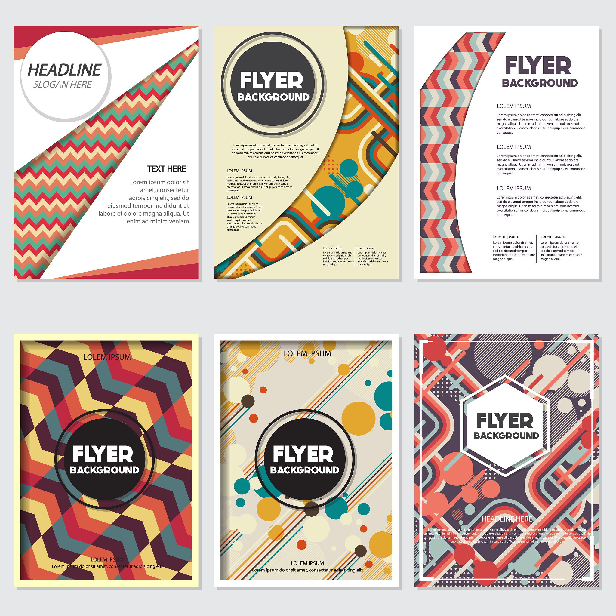 3 张抽象复古海报 - 几何线条图案，无框帆布，墙壁装饰