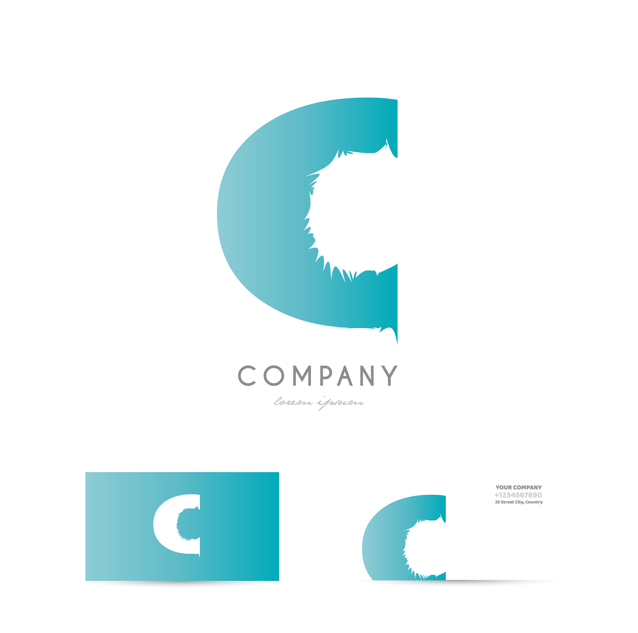 c blue letter alphabet logo icon design