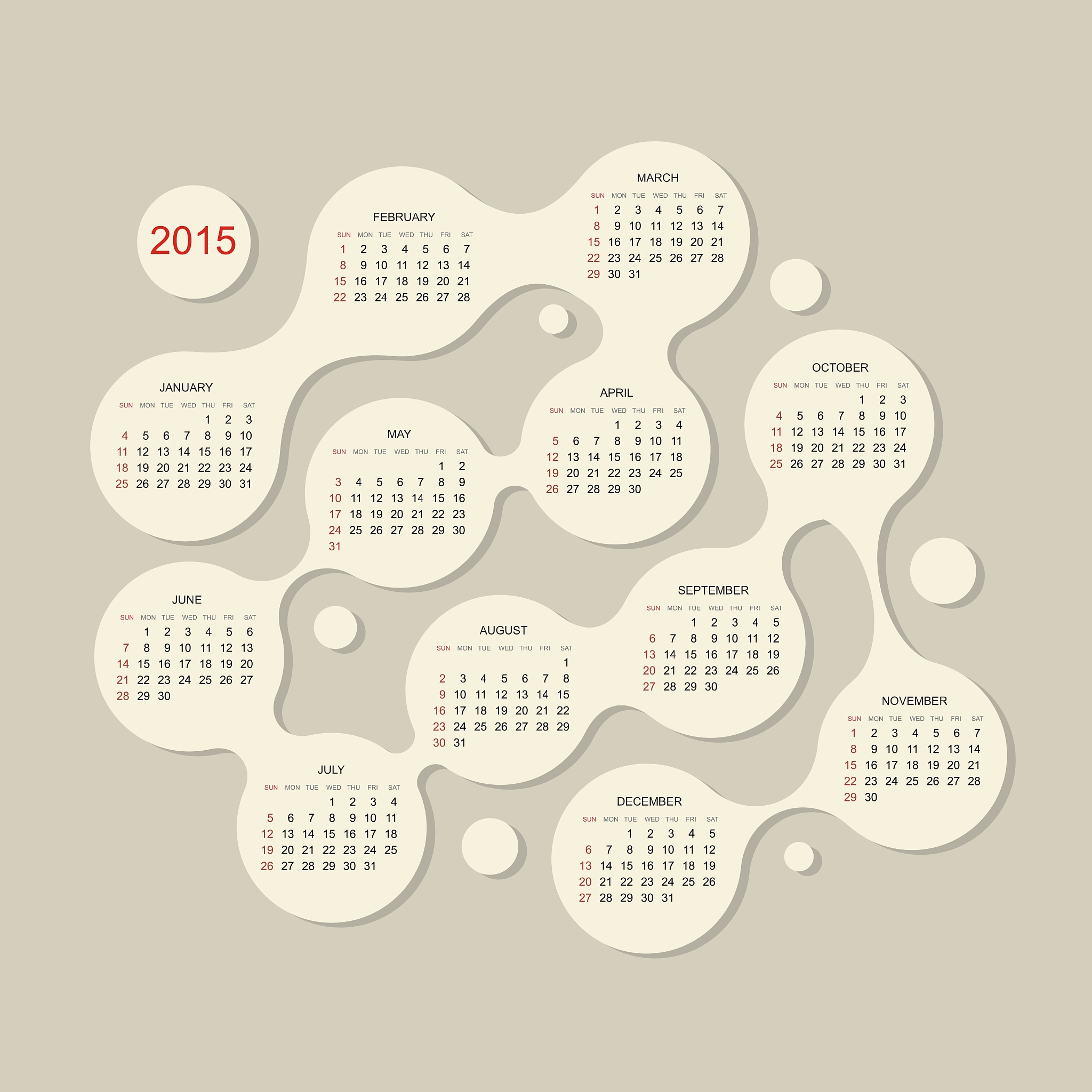 calendar grid 2015 for your design