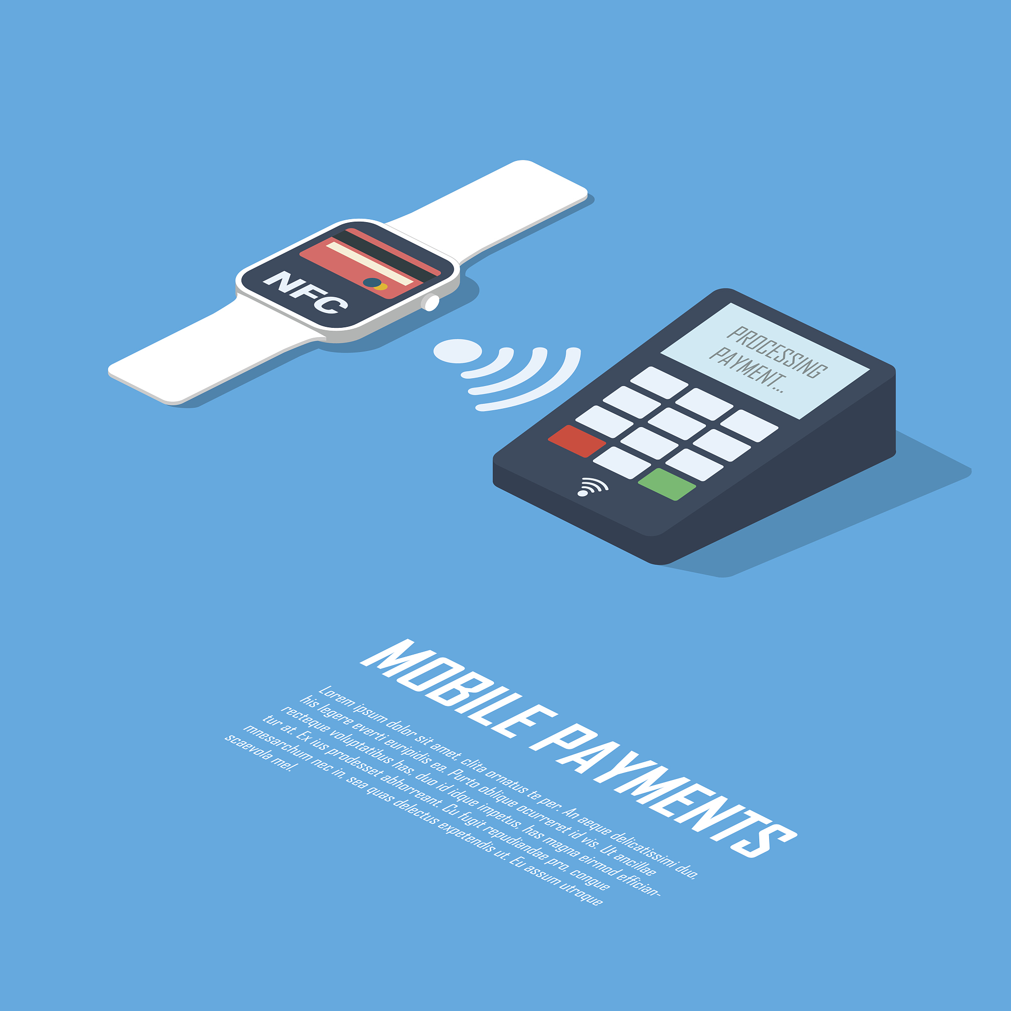 mobile payments concept infographics presentation. smartwatch wi