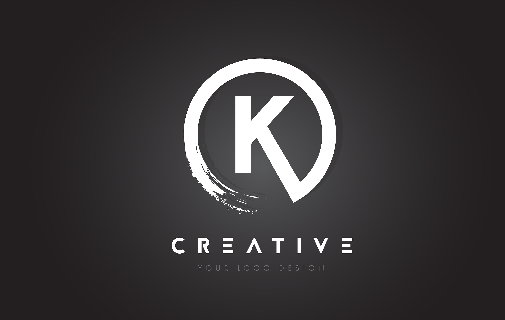 k circular letter logo with circle brush design